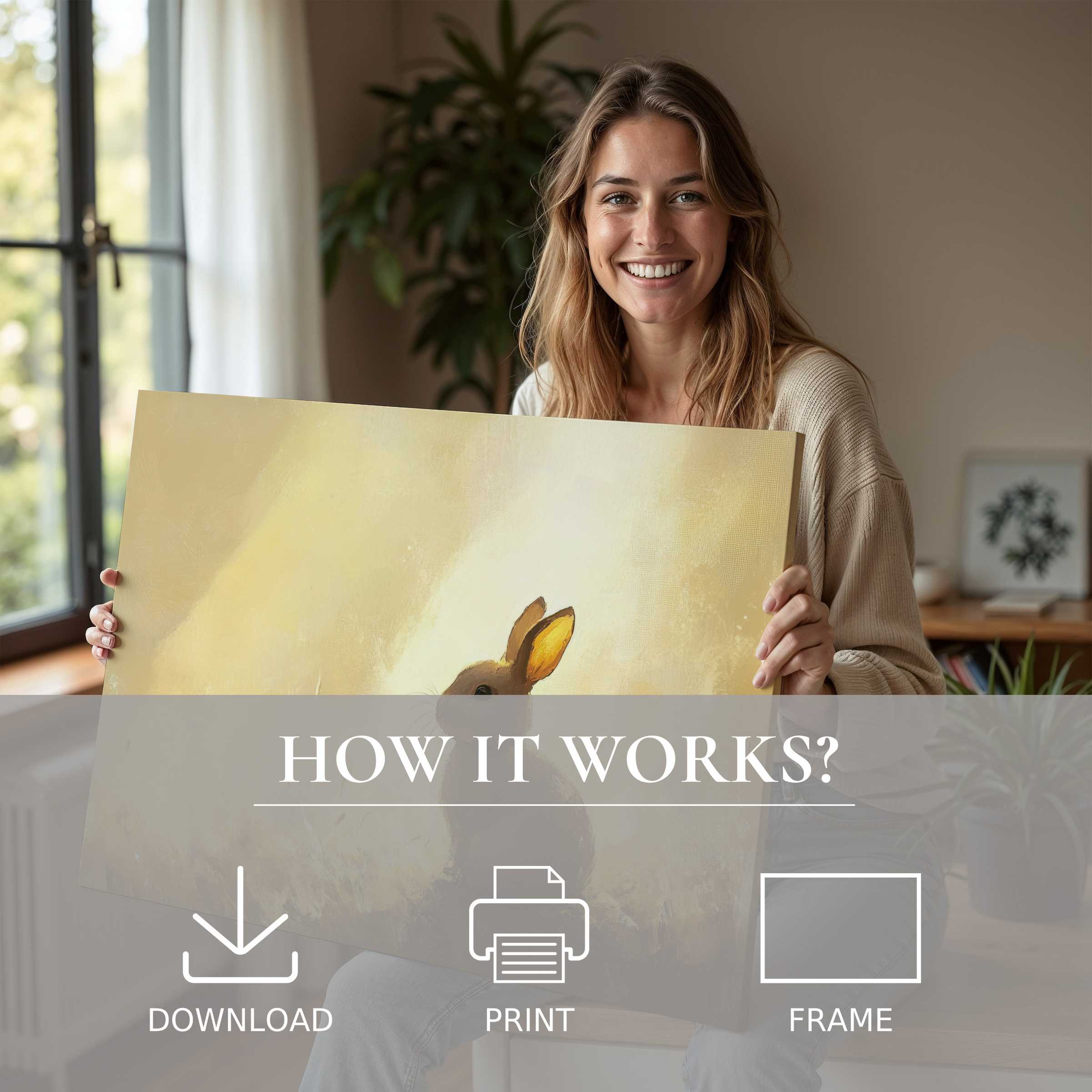 A serene moment revealing an easter digital art print’s warm tones, inviting effortless elegance into stylish living spaces