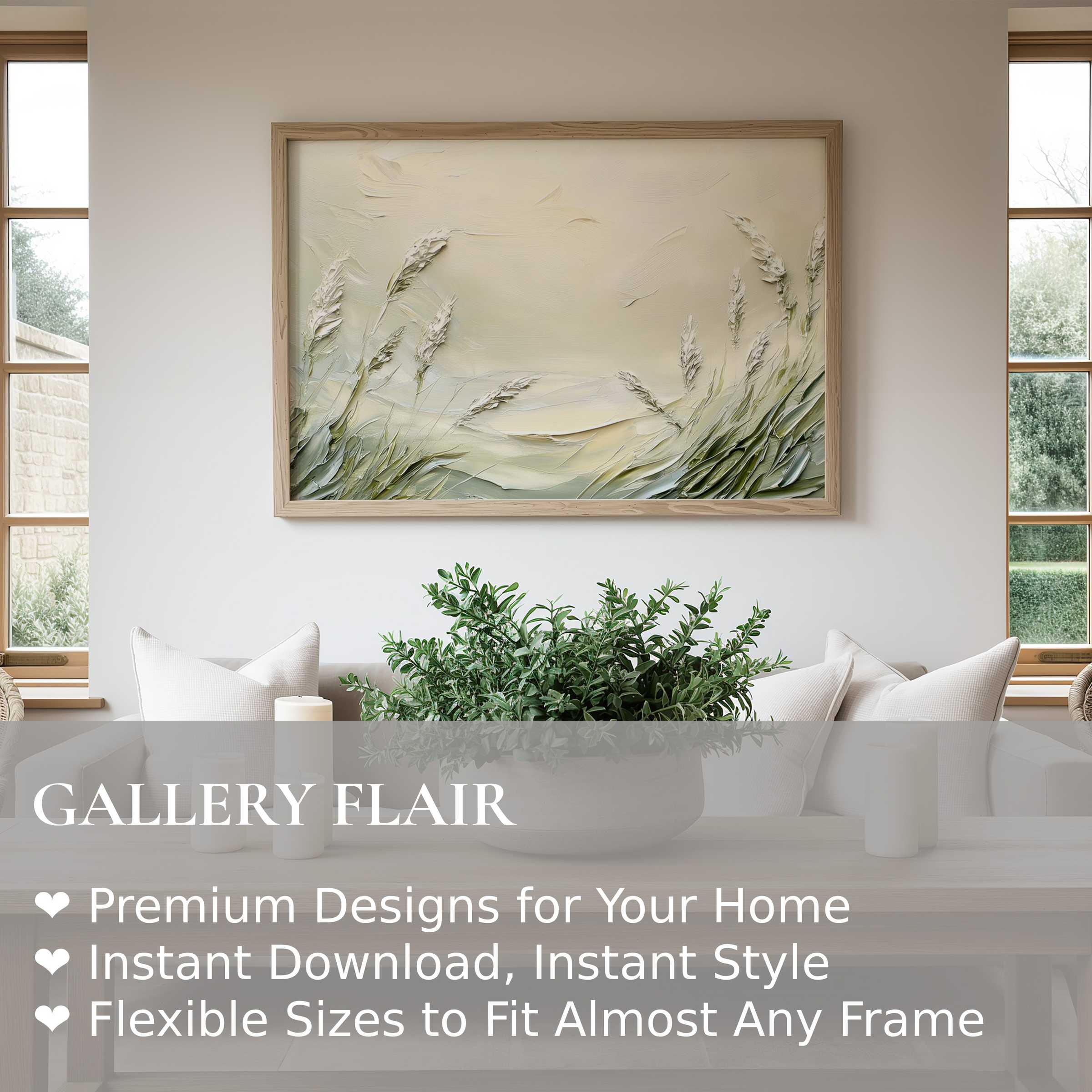 Coastal wall art print featuring textured sea grasses in soft neutrals, enhancing modern minimalist interiors with calm, organic elegance