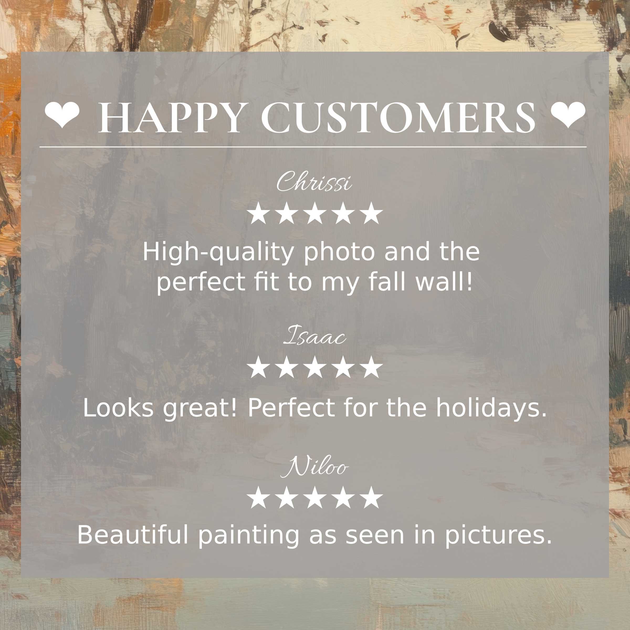 Fall art for Frame TV with abstract sunset tones, featuring happy customer reviews that inspire trust and elegance