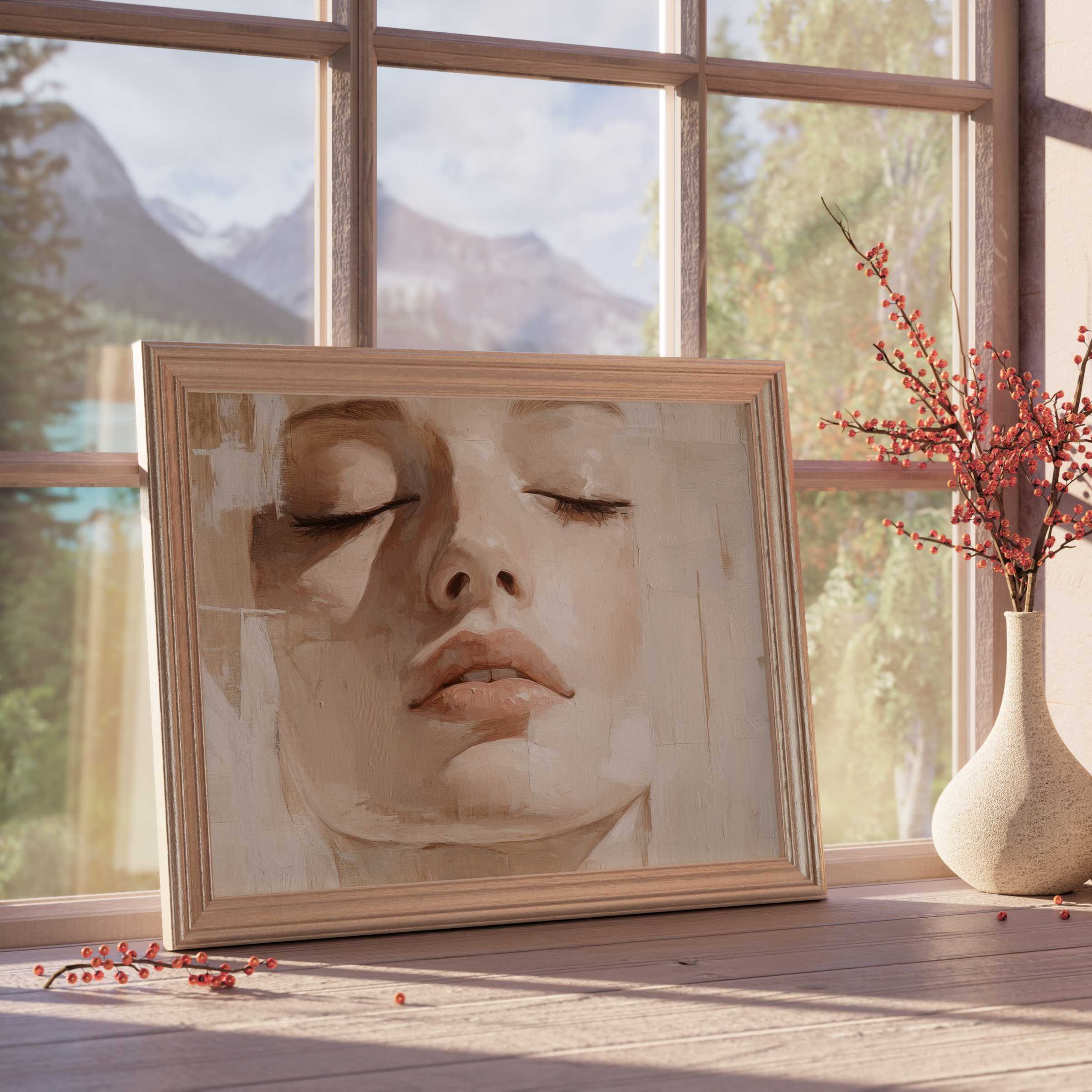 Serene neutral downloadable art capturing tranquil beauty and soft textures, perfect for elevating curated, sophisticated interiors