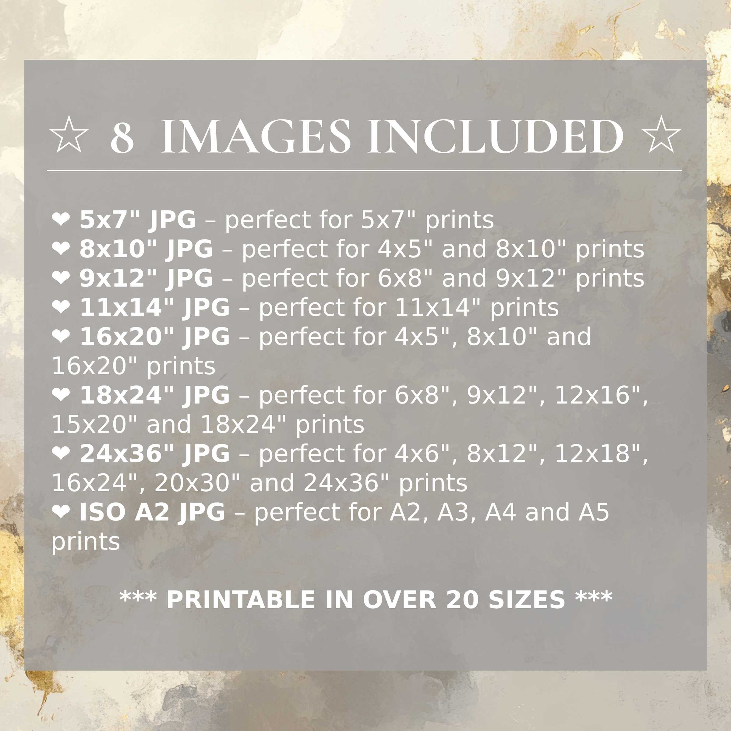 Elegant abstract digital print in soft gold, ivory, and gray hues radiates calming sophistication; includes 8 high-quality sizes to enhance modern interiors with timeless style and versatile décor appeal