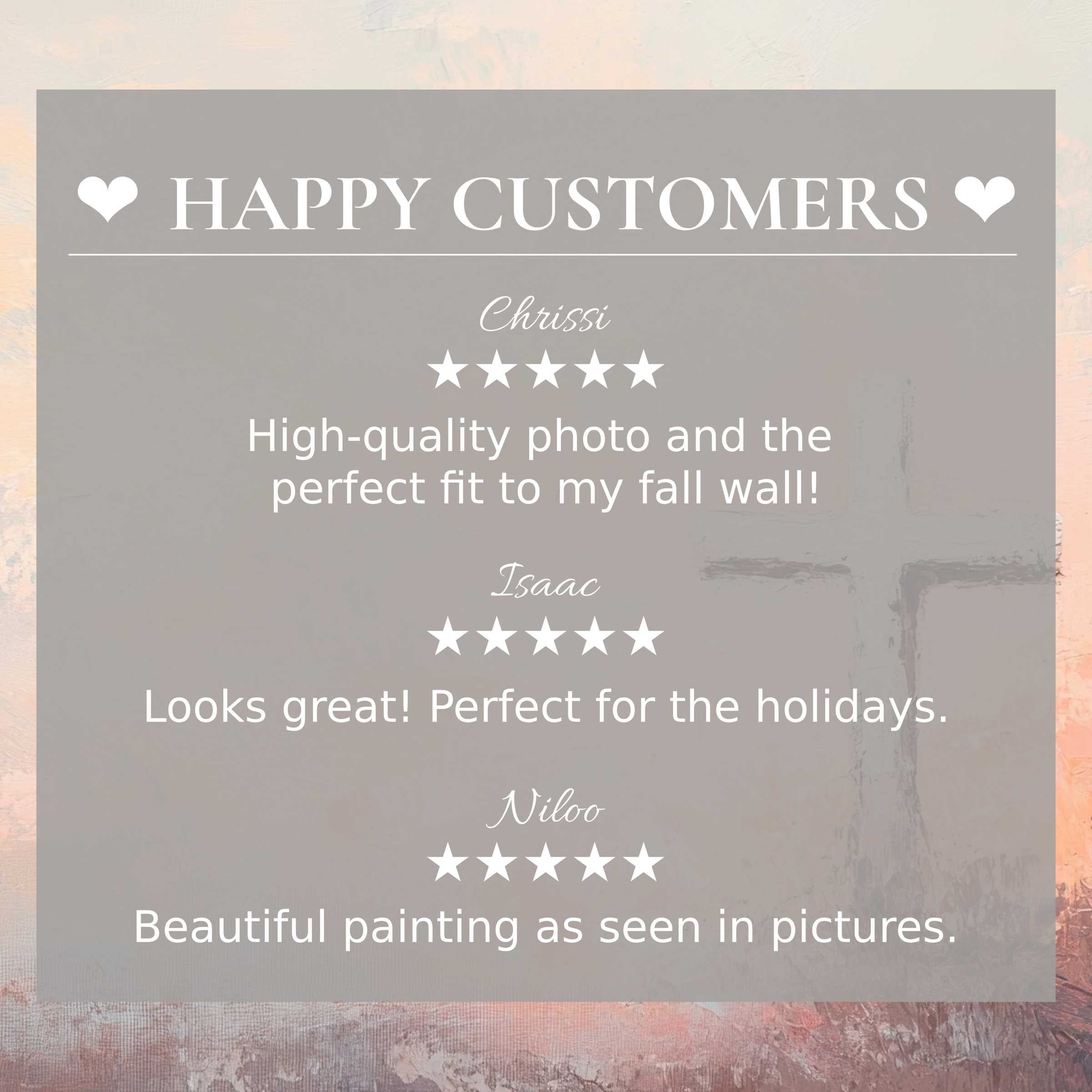 Easter art for Frame TV with abstract sunset hues, showcasing happy customer reviews and refined, elegant style