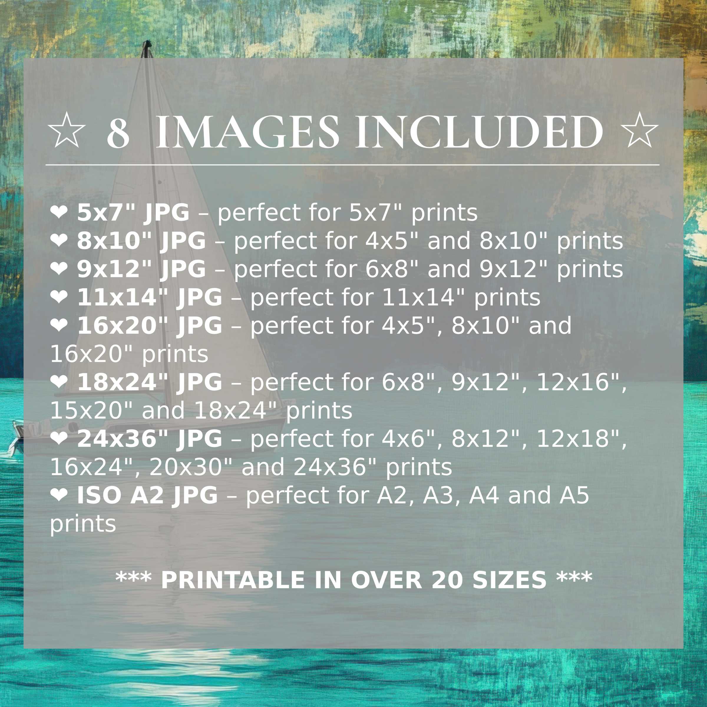 Radiant summer digital print in turquoise and gold hues, available in 8 high-quality sizes included to elevate modern interiors with style and flexibility