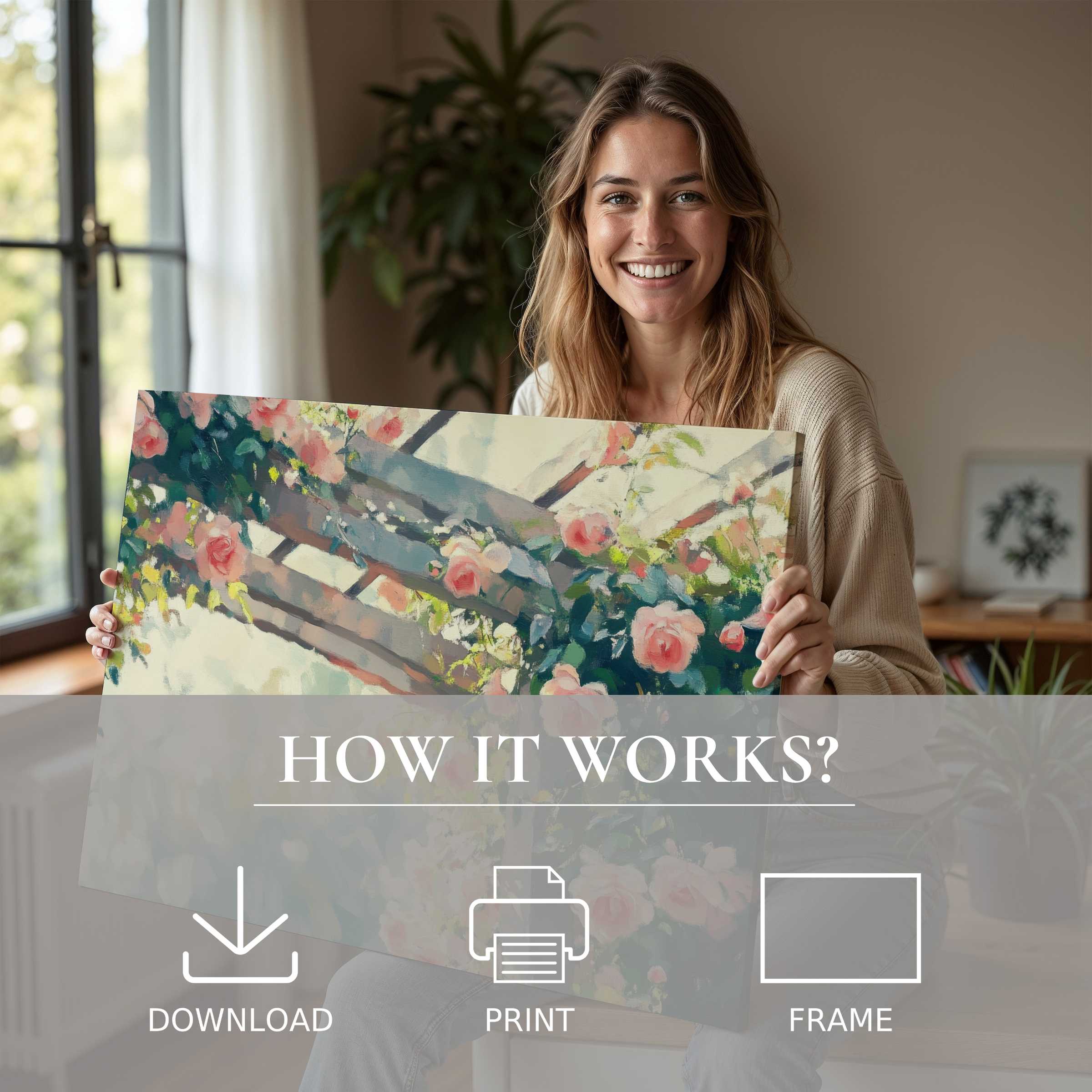 Radiant spring digital art print brightens a modern home, inspiring joy and effortless elegance in every serene moment