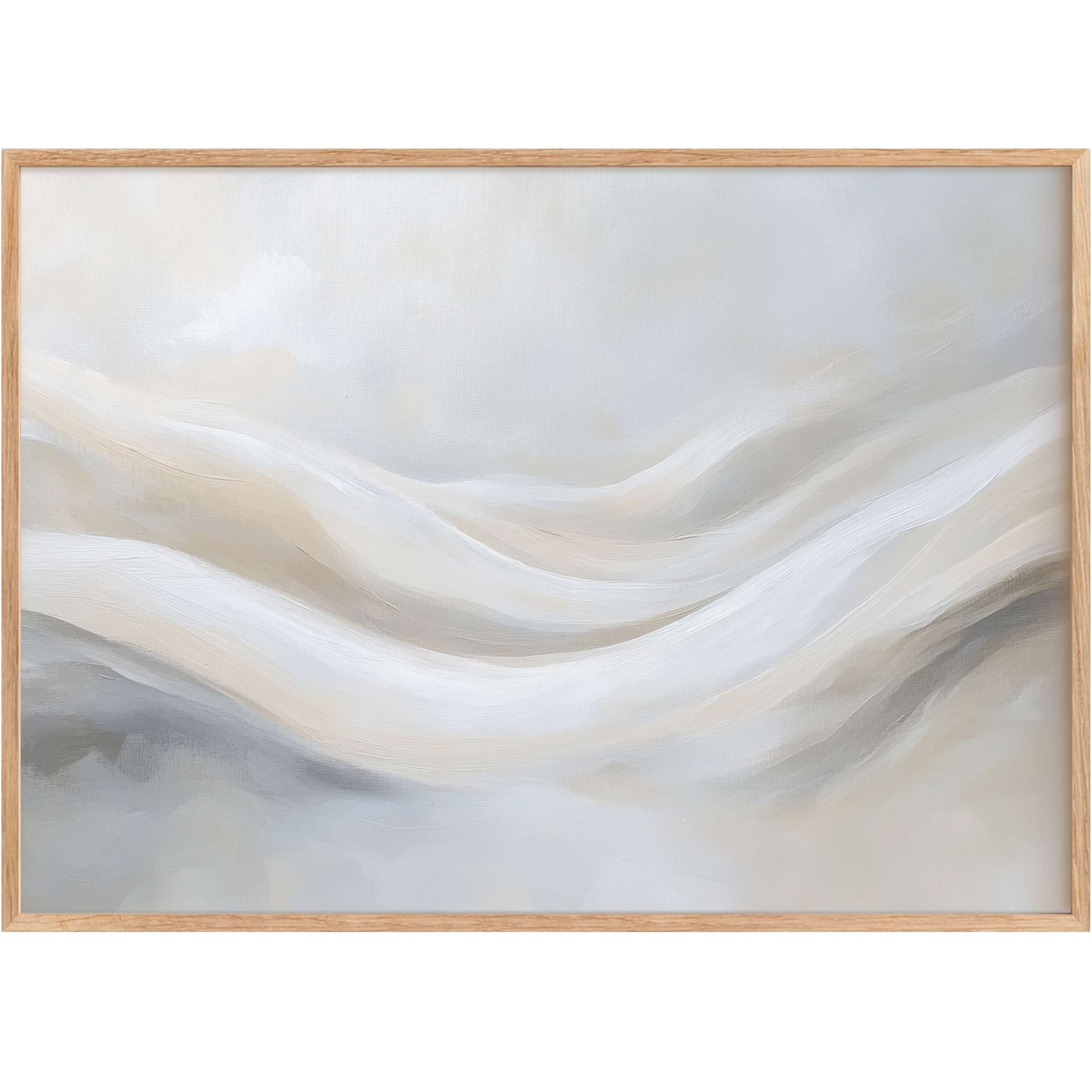 Neutral printable wall art featuring soft, flowing beige and gray waves, creating a serene and sophisticated ambiance for elegant spaces