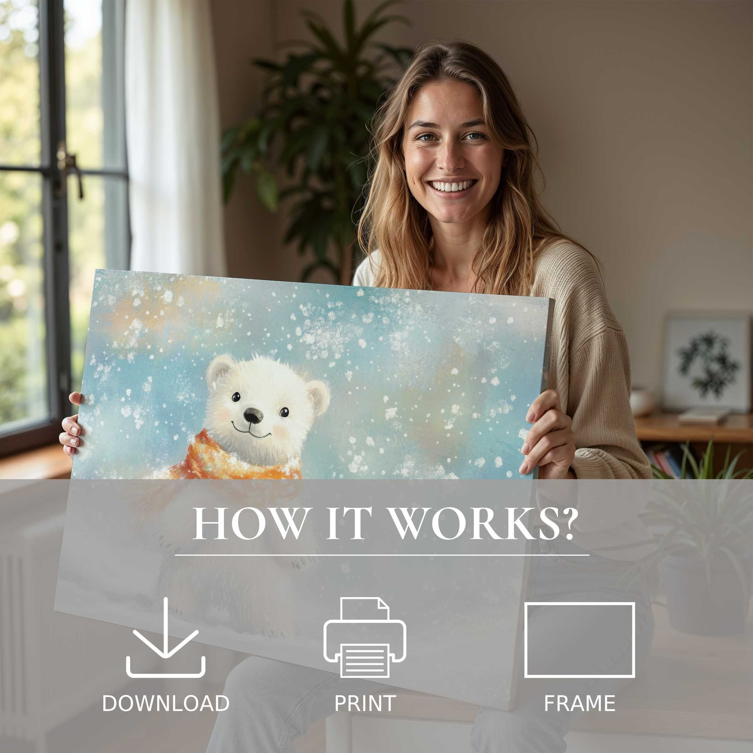 A serene moment of joy with a nursery digital art print, effortlessly elevating modern home warmth and charm