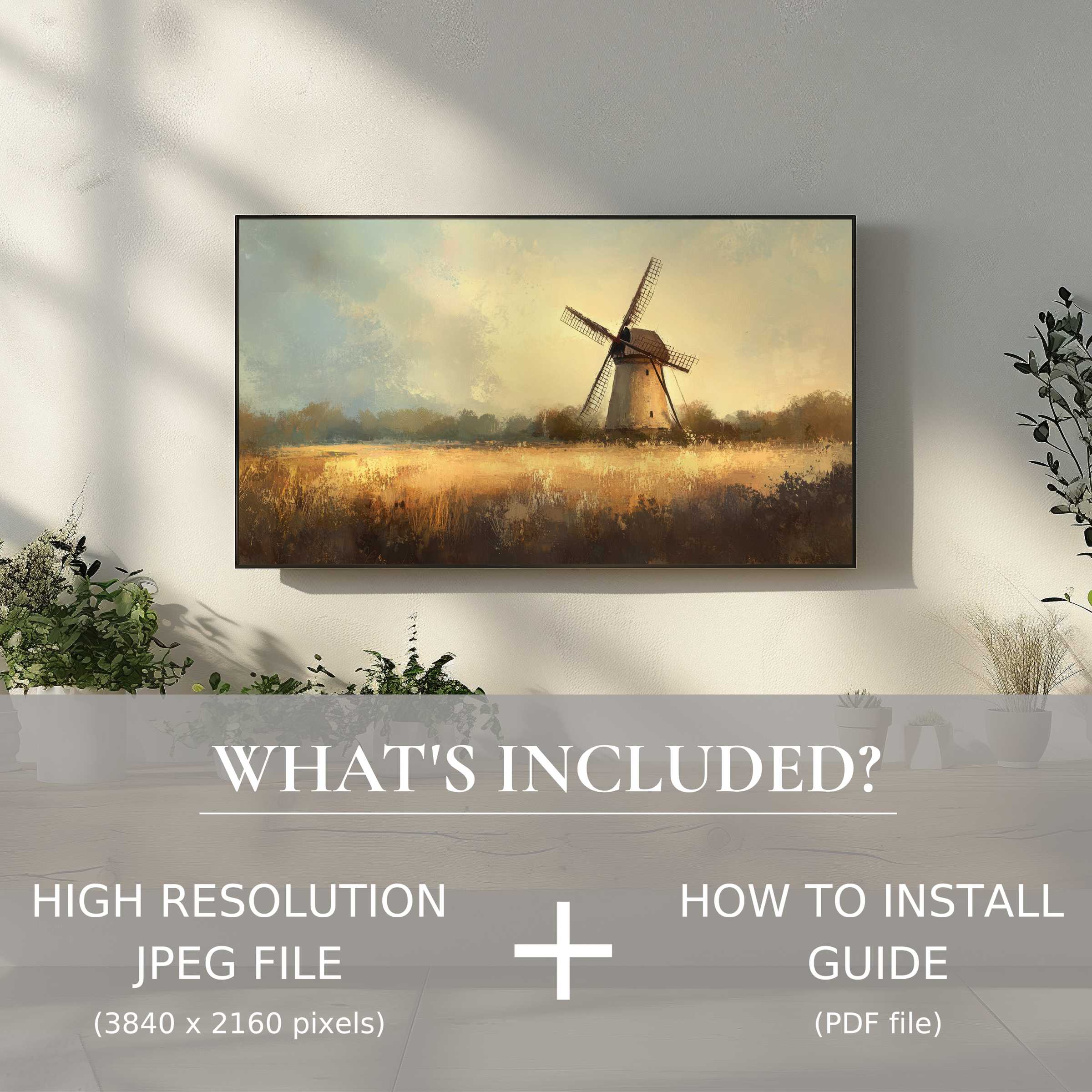 Elegant farmhouse digital TV art download with easy digital use, enriching your living space with timeless charm