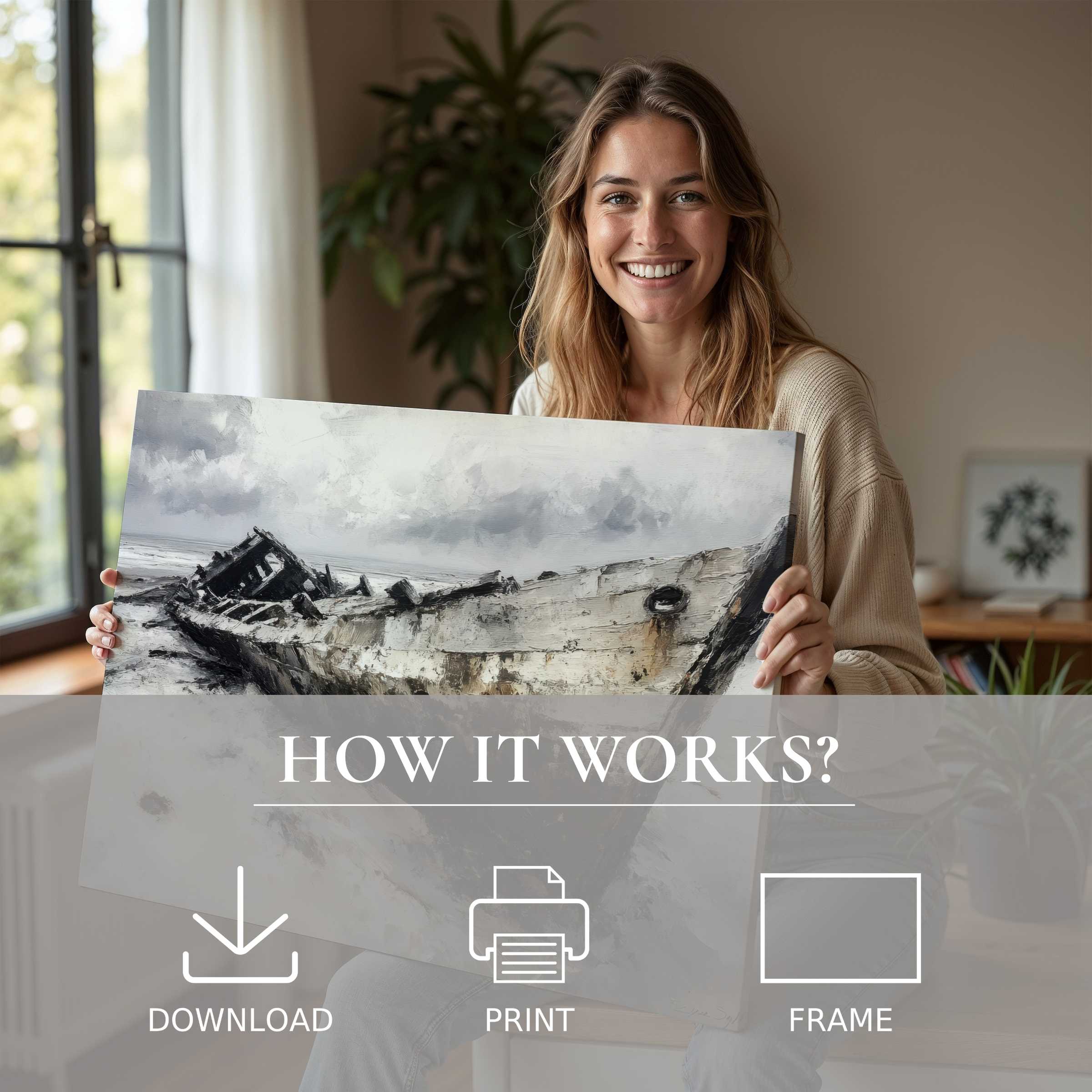 Coastal digital art print transforms modern living spaces with serene, timeless beauty and effortless elegance
