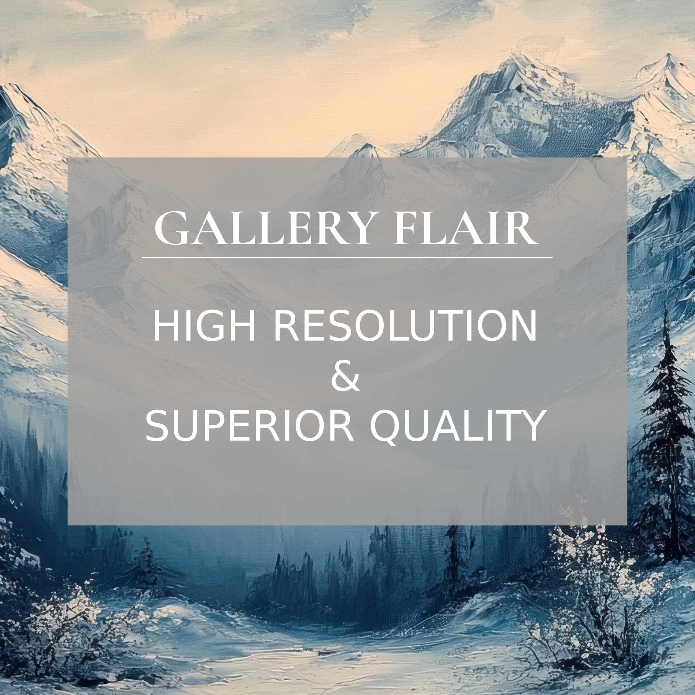 Serene landscape printable art capturing radiant snow-capped peaks and tranquil forest hues, enriching modern interiors with refined scenic elegance