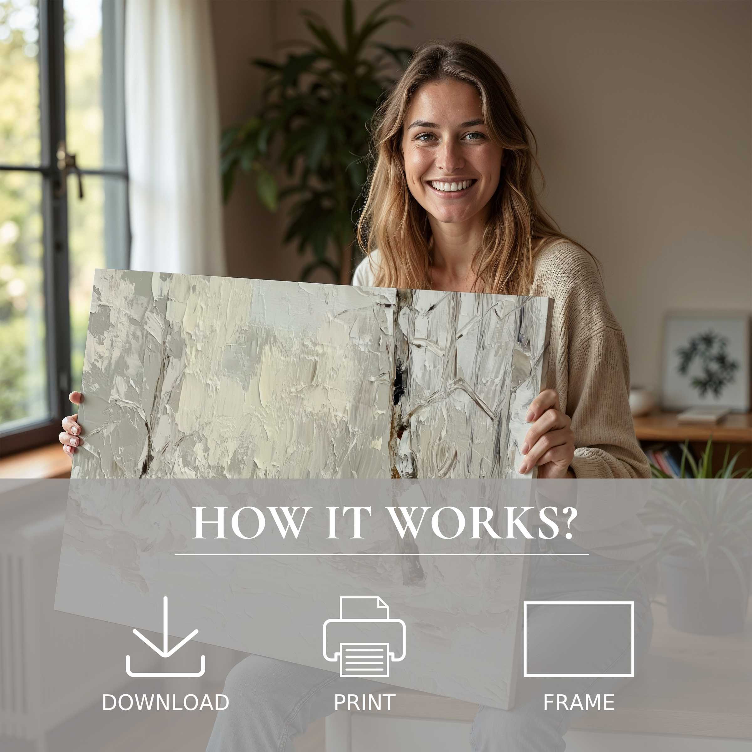 Radiant vintage digital art print embraced in a serene home, inspiring joy and effortless elegance in curated living spaces