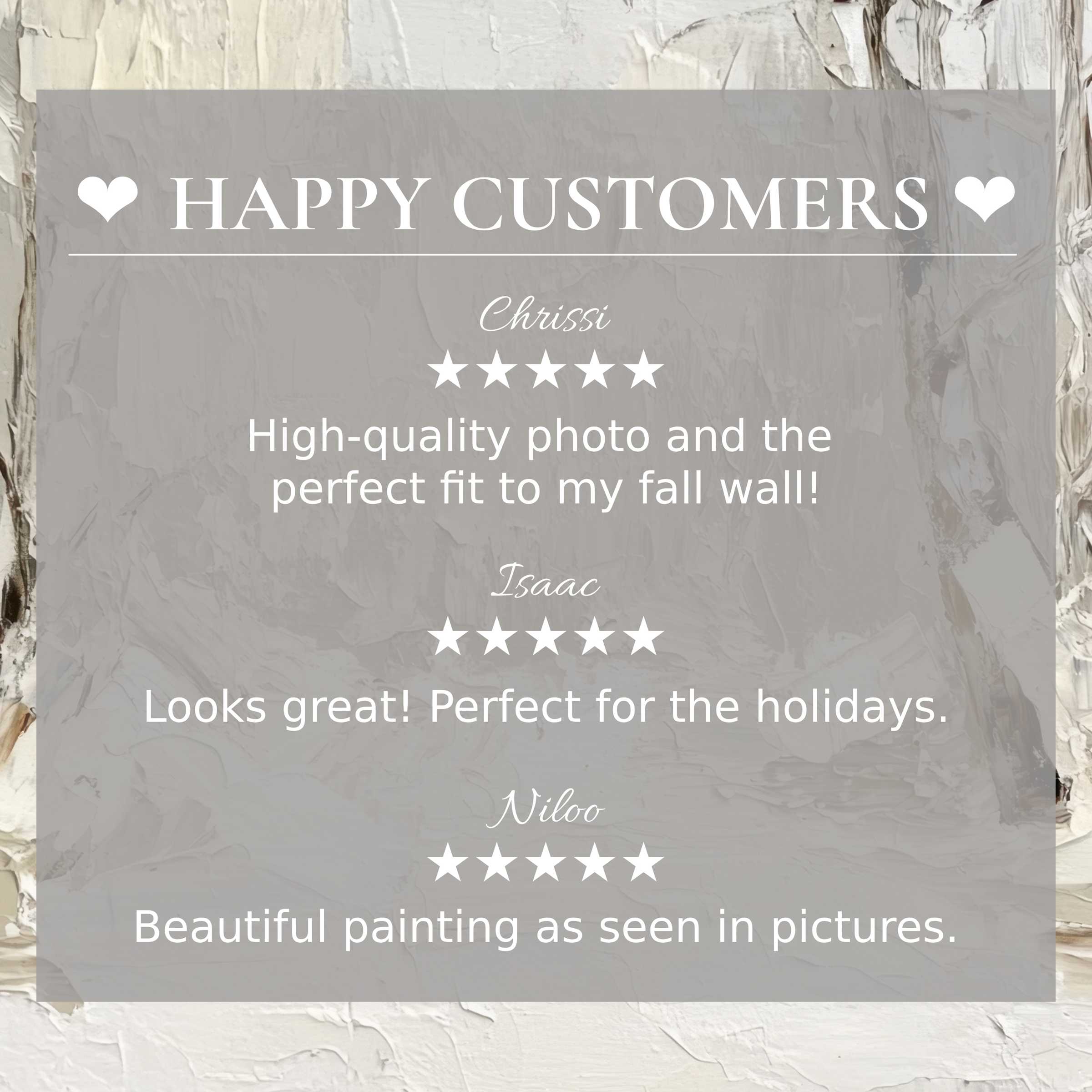 Happy customer reviews highlight vintage art for Frame TV with textured neutral background, conveying elegance and trust
