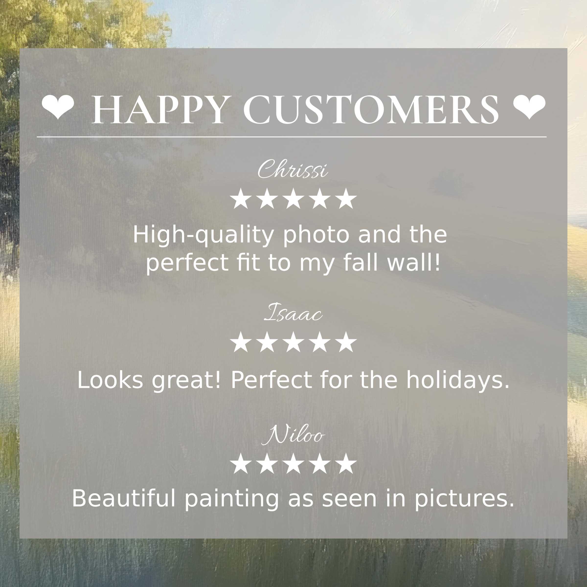 Elegant summer art for Frame TV with abstract sunset hues, showcasing happy customer reviews that build trust and style