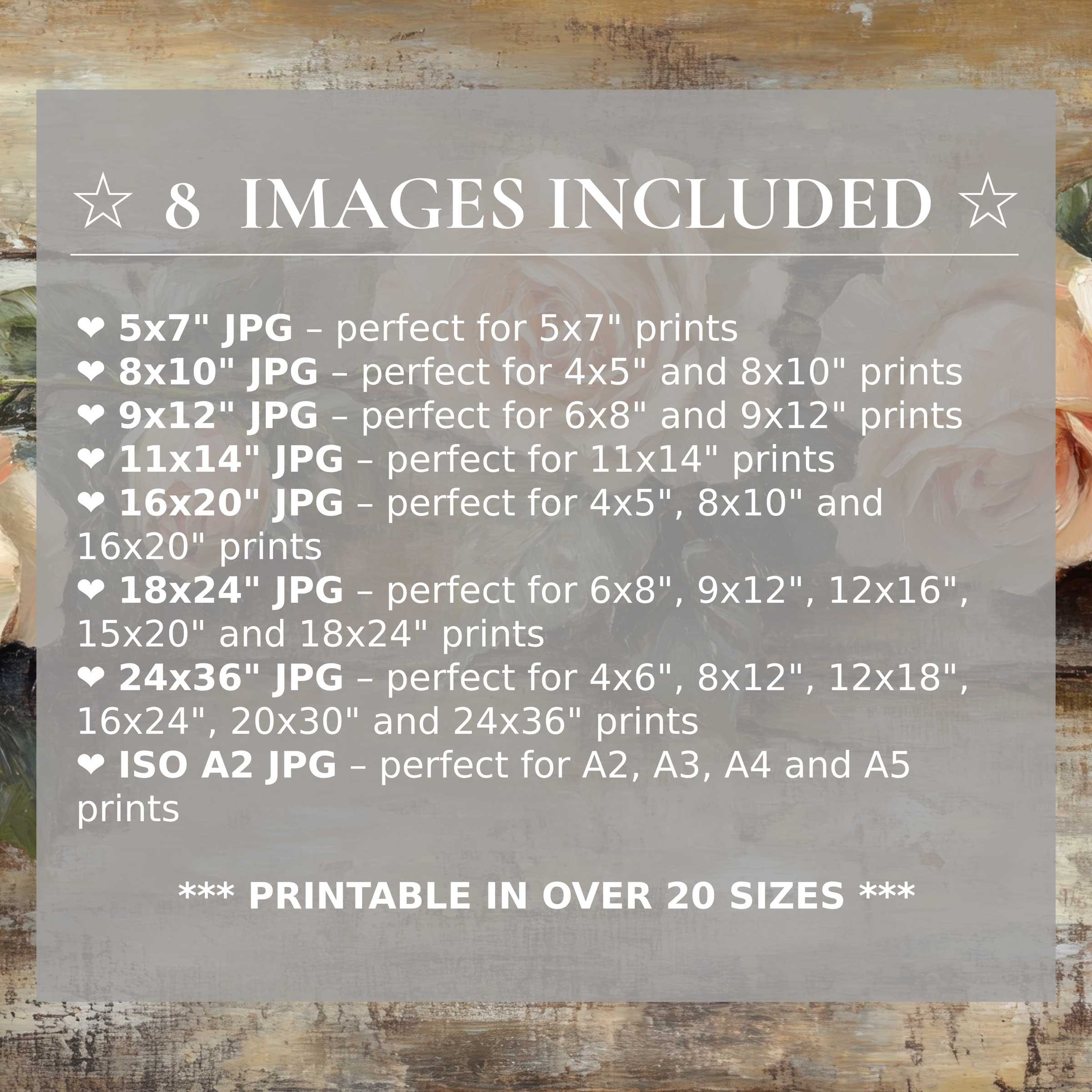 Floral digital print in soft cream and blush hues, offered in 8 high-quality sizes included, elevates modern interiors with timeless elegance and versatile style