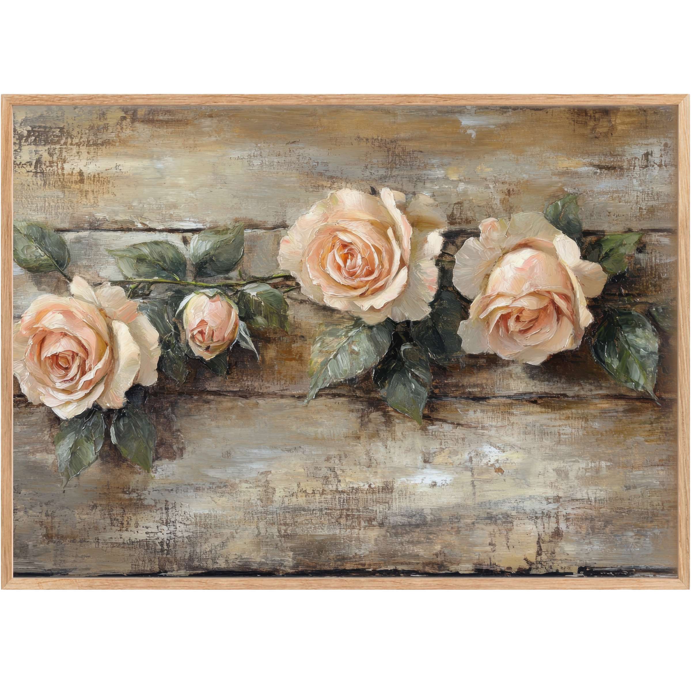 Soft blush roses and muted greens create a calming, vintage-inspired floral printable wall art that enriches any elegant space