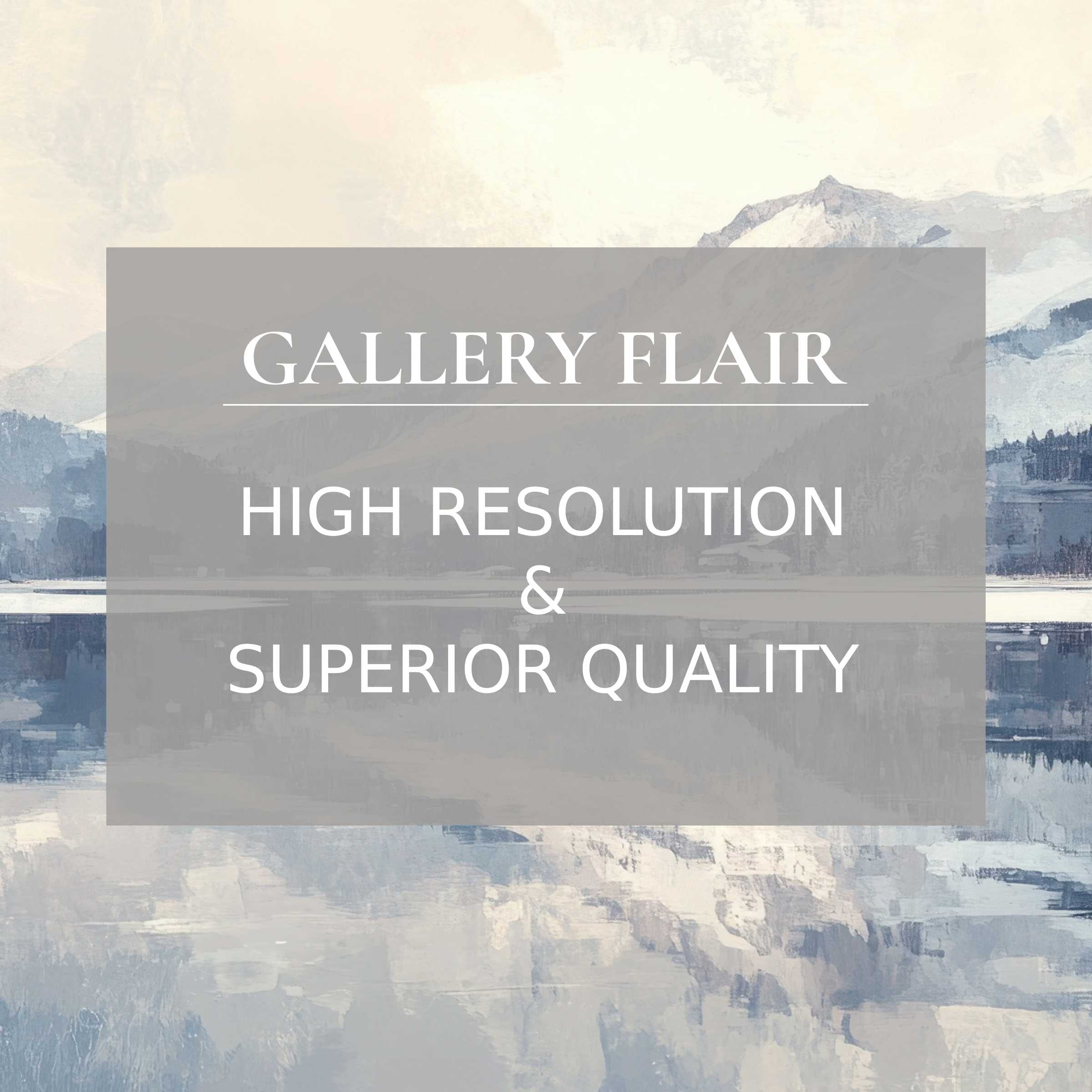 Ethereal winter printable art with calming snowy mountain reflections, crafted in exquisite detail to elevate modern home decor ambiance