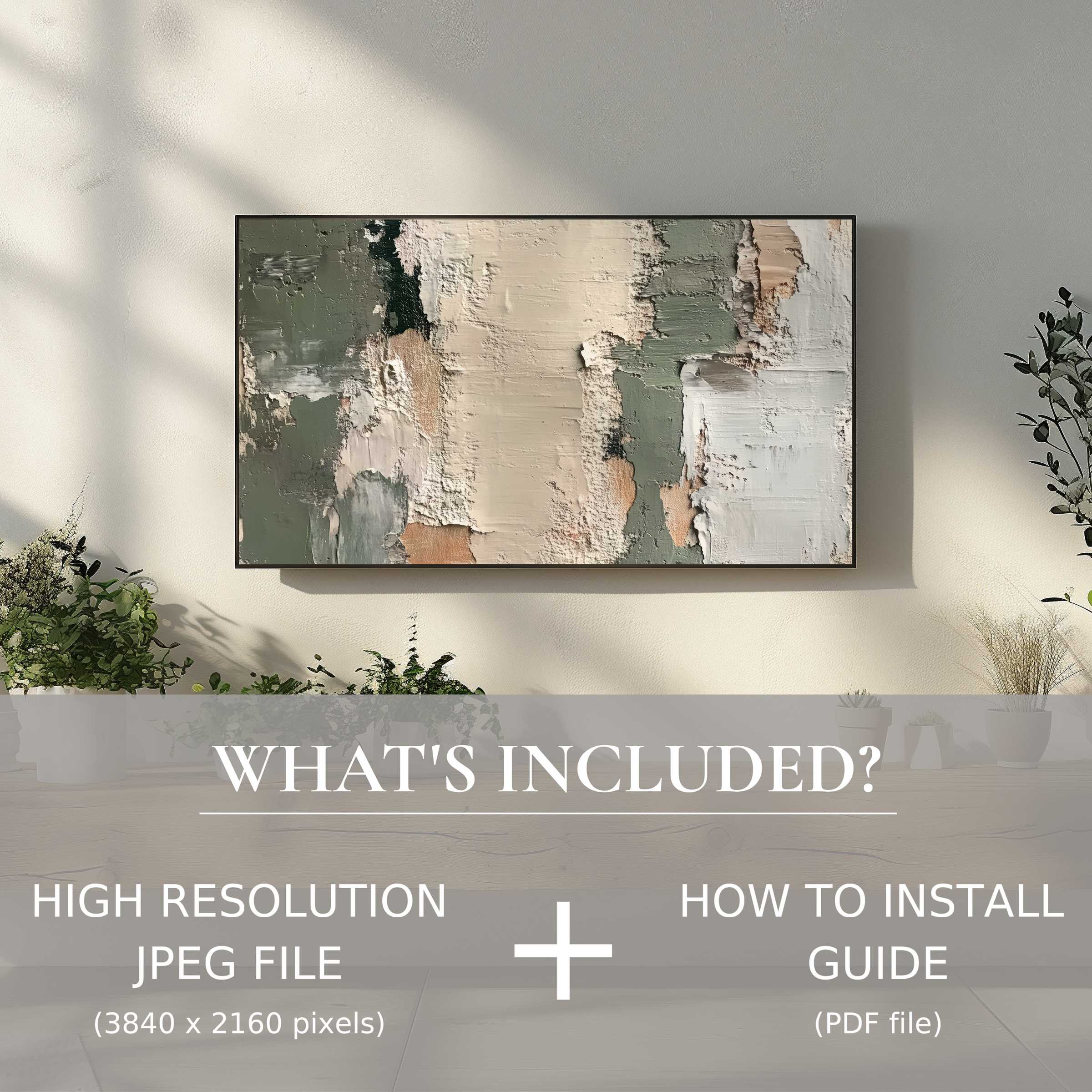 Elegant abstract digital TV art download brightens modern space with ease, enhancing ambiance through instant digital use