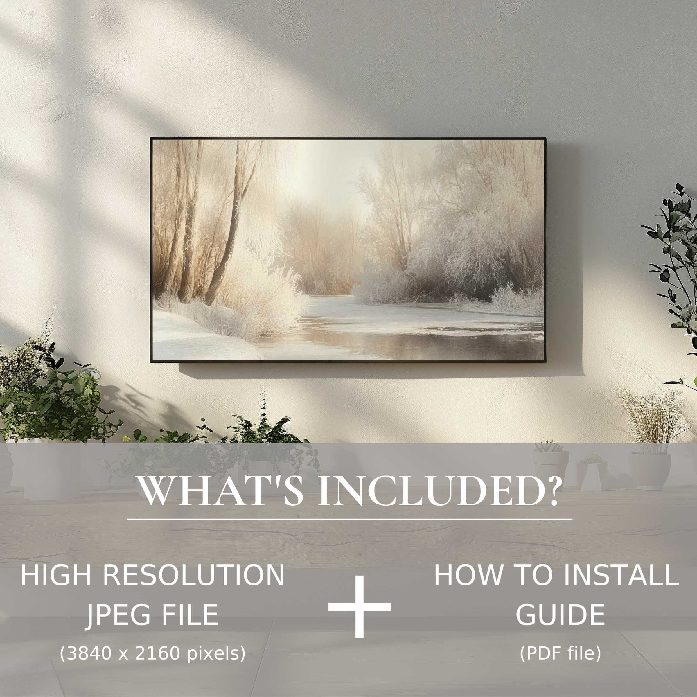 Elegant winter digital TV art download enhances living spaces effortlessly with high-res file and easy digital use
