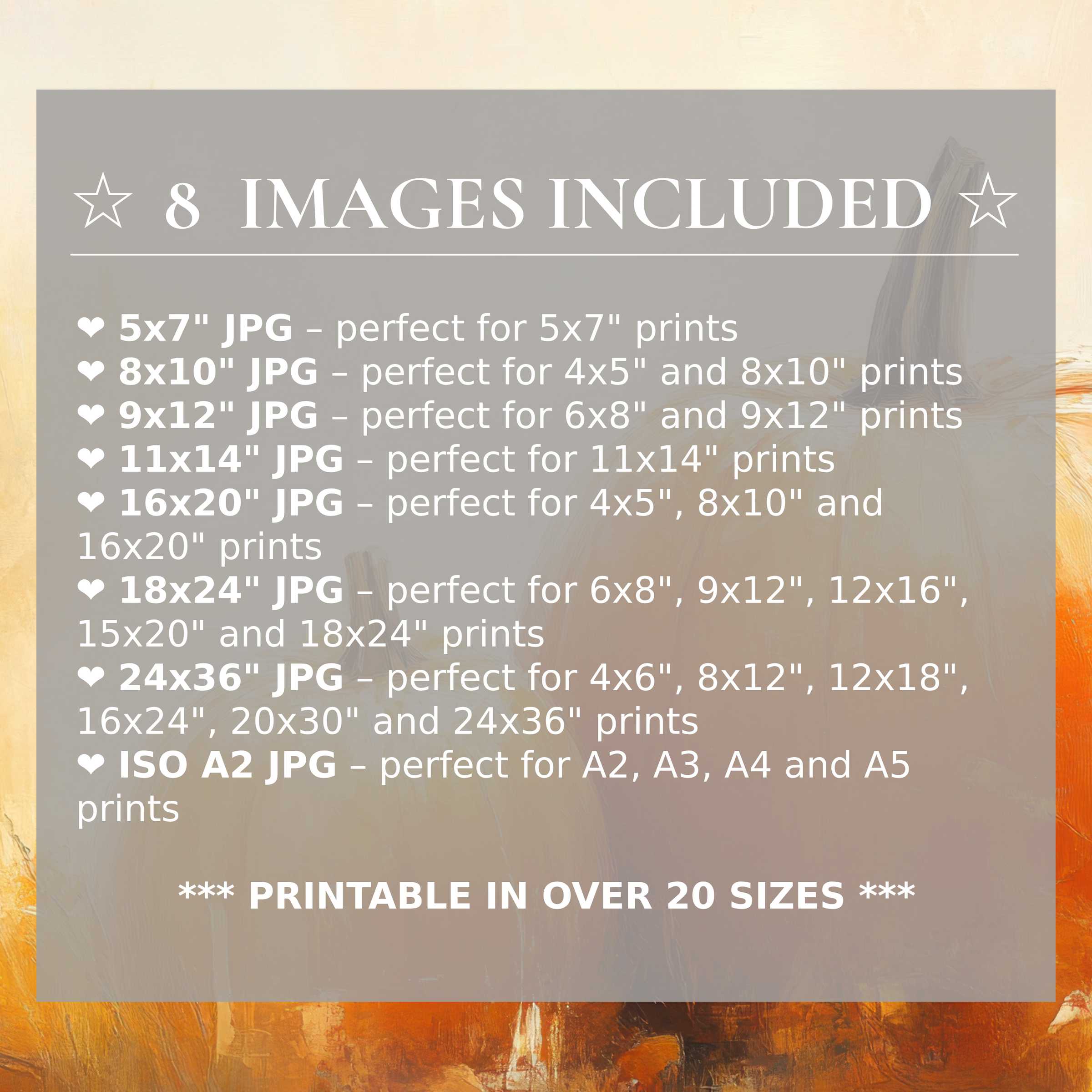 Fall digital print radiates warm amber and soft gold hues, enriching modern interiors with timeless elegance; includes 8 high-quality sizes in one download