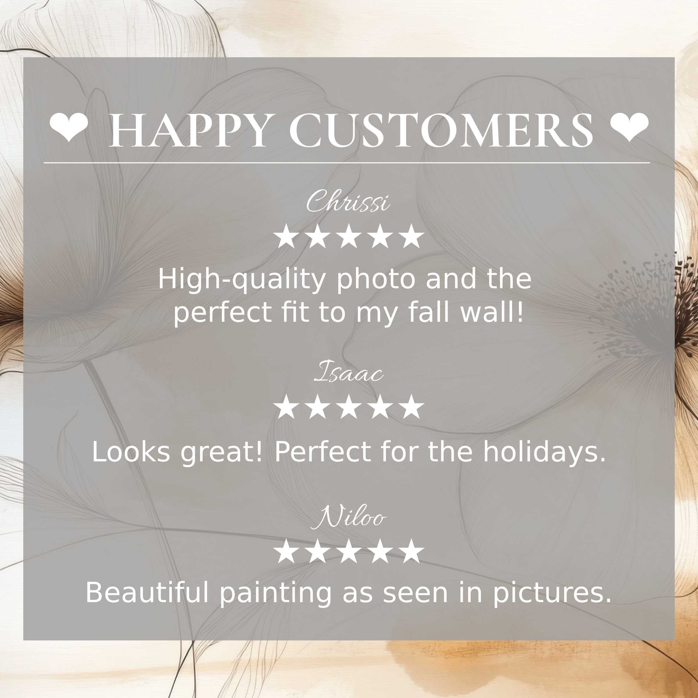 Neutral art for Frame TV with abstract soft beige florals; happy customer reviews build trust and elegance