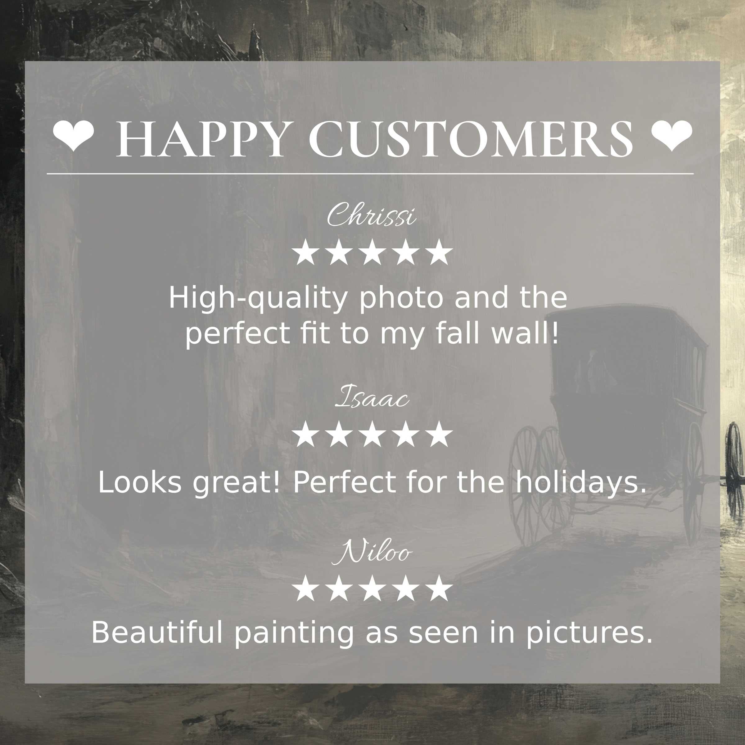 Elegant halloween art for Frame TV with muted gothic tones; layout builds trust featuring happy customer reviews