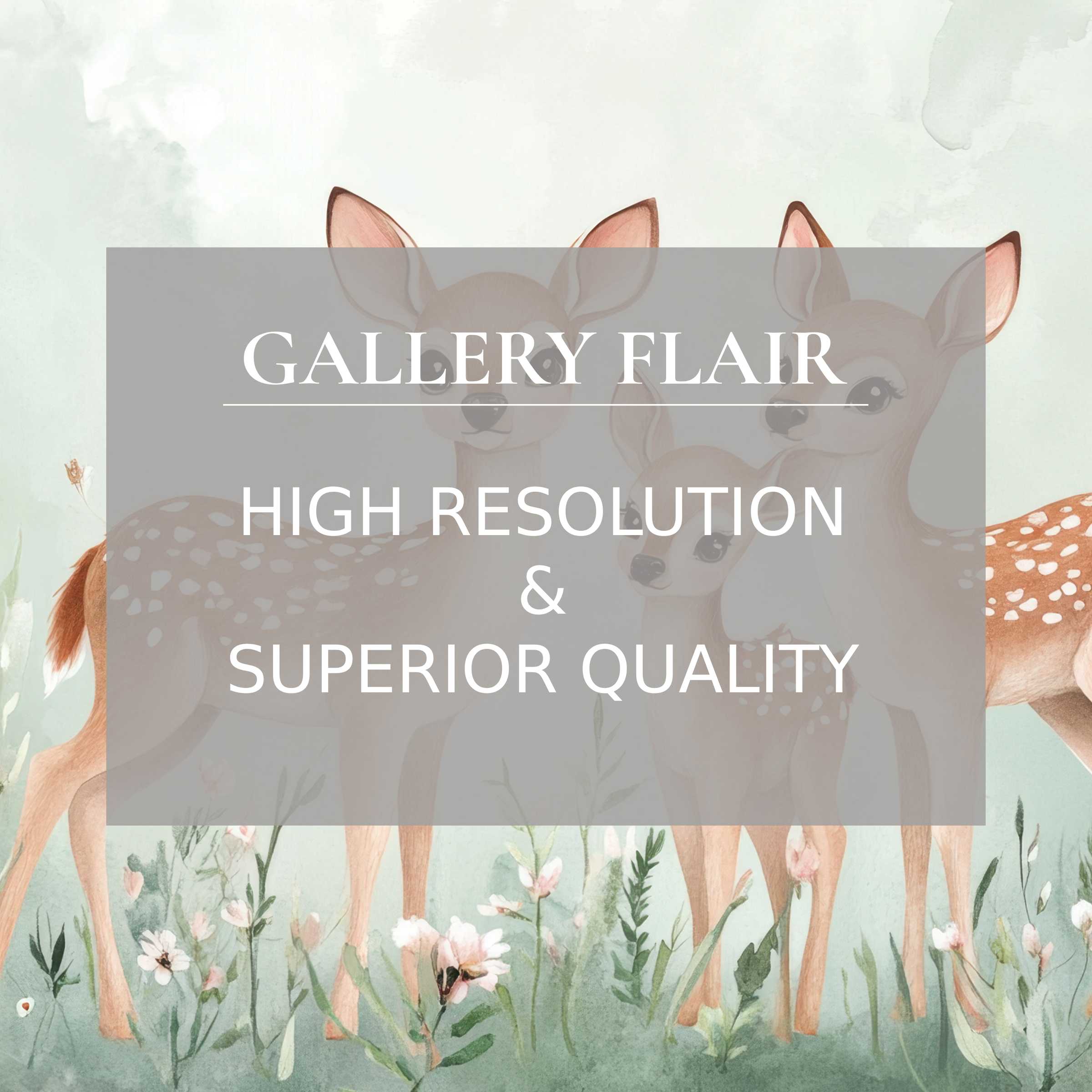 Nursery printable art featuring serene watercolor deer and wildflowers, evoking a calming, premium ambiance for modern nurseries