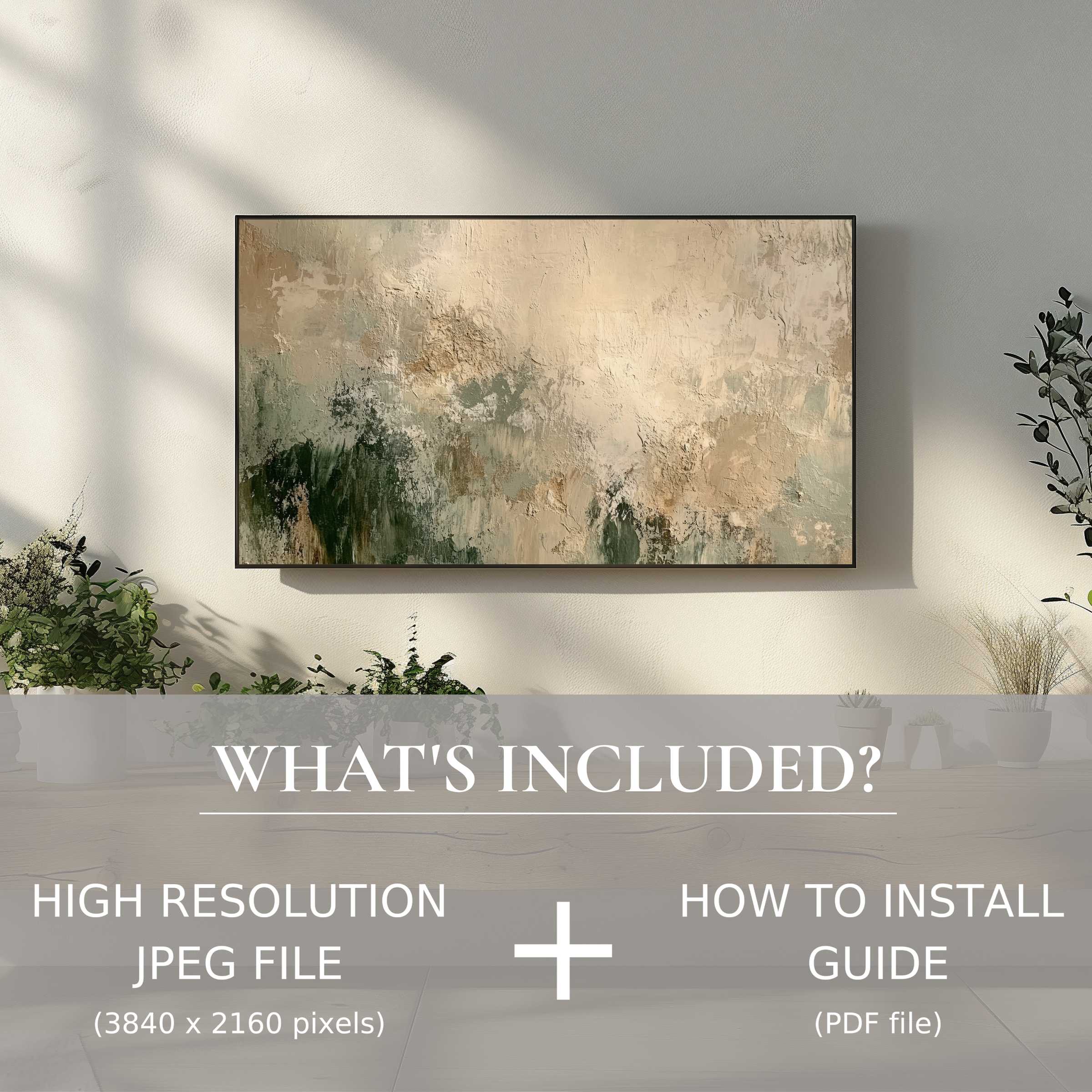 Elegant abstract digital TV art download enhances living spaces with easy digital use and modern textured tones