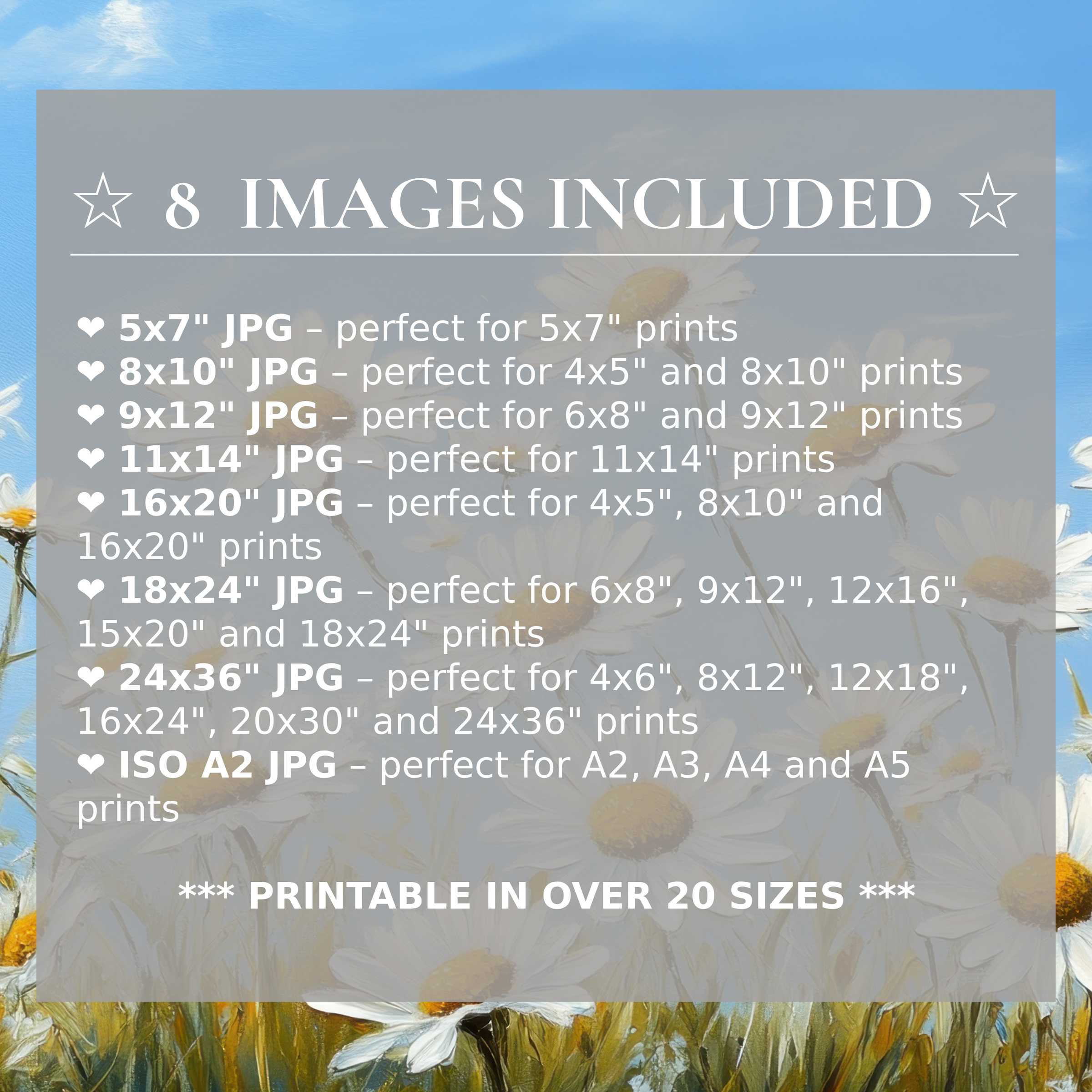 Radiant floral digital print in soothing white and golden hues, offered in 8 high-quality sizes to elevate modern interiors with timeless elegance and versatile style