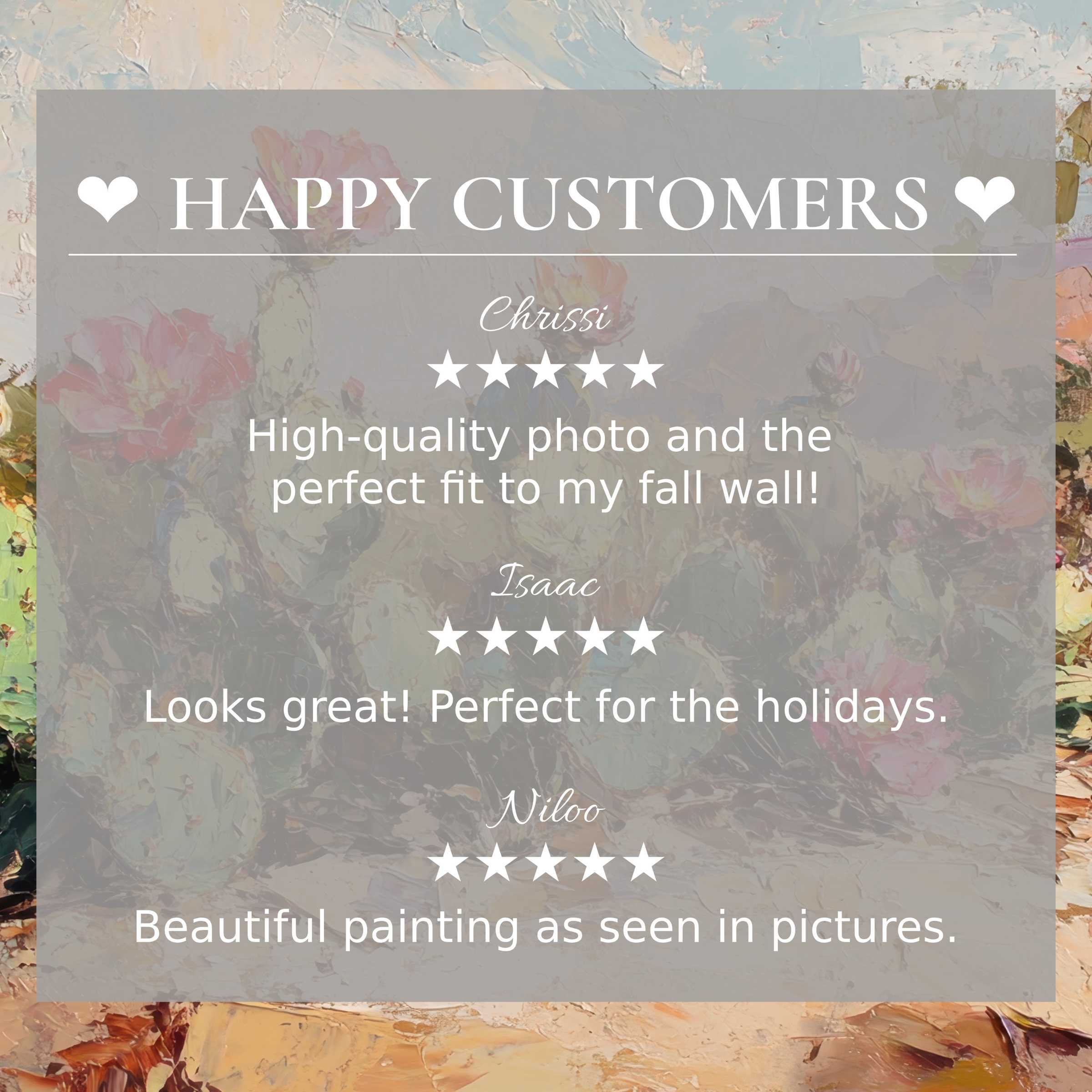 Happy Customers praise botanical TV screen art for aesthetic, high-quality home decor perfection and holiday charm