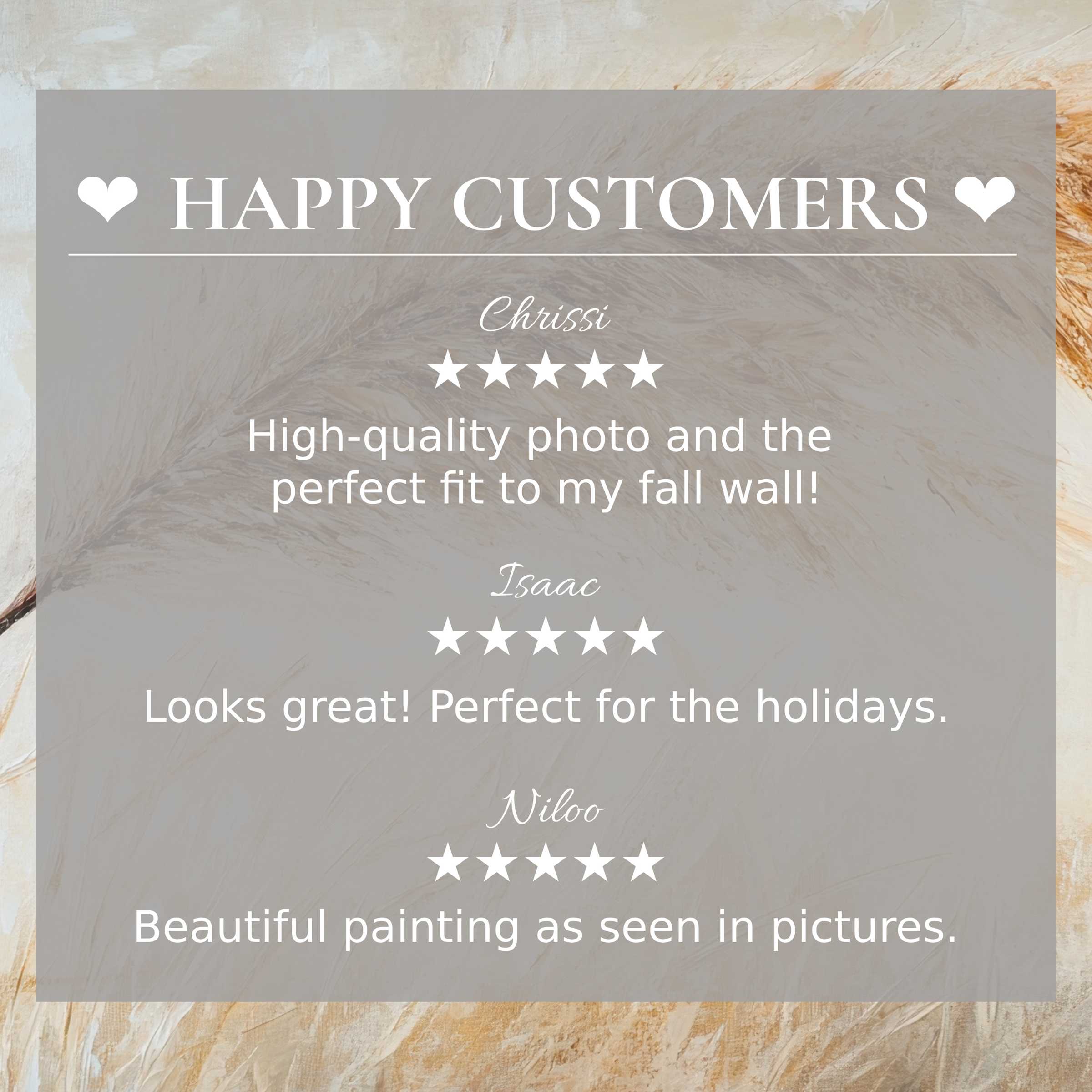 Boho art for Frame TV with abstract earthy tones, showcasing happy customer reviews that inspire trust and elegance