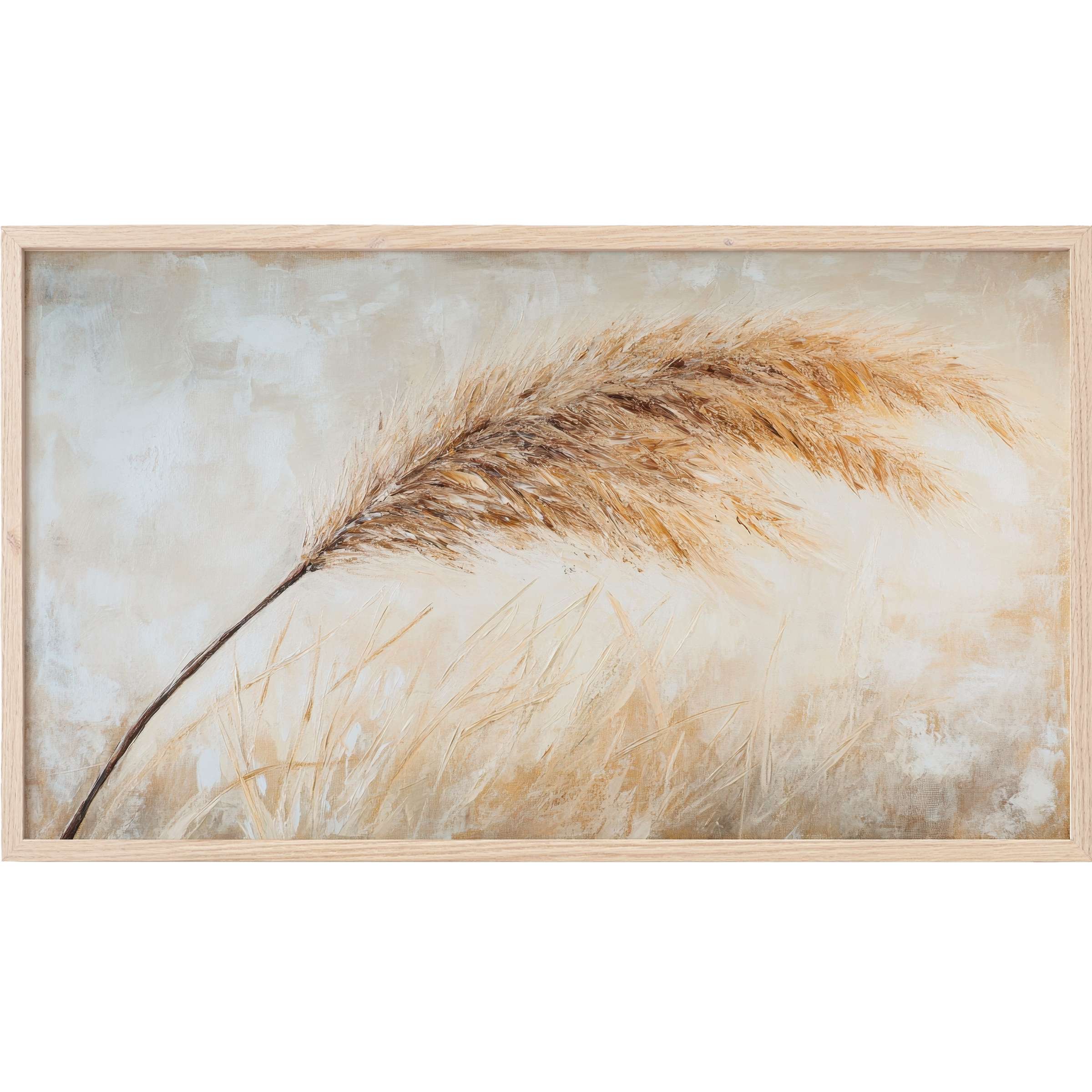 Elegant neutral-toned pampas grass on textured background in warm beige hues, perfect boho Frame TV Art