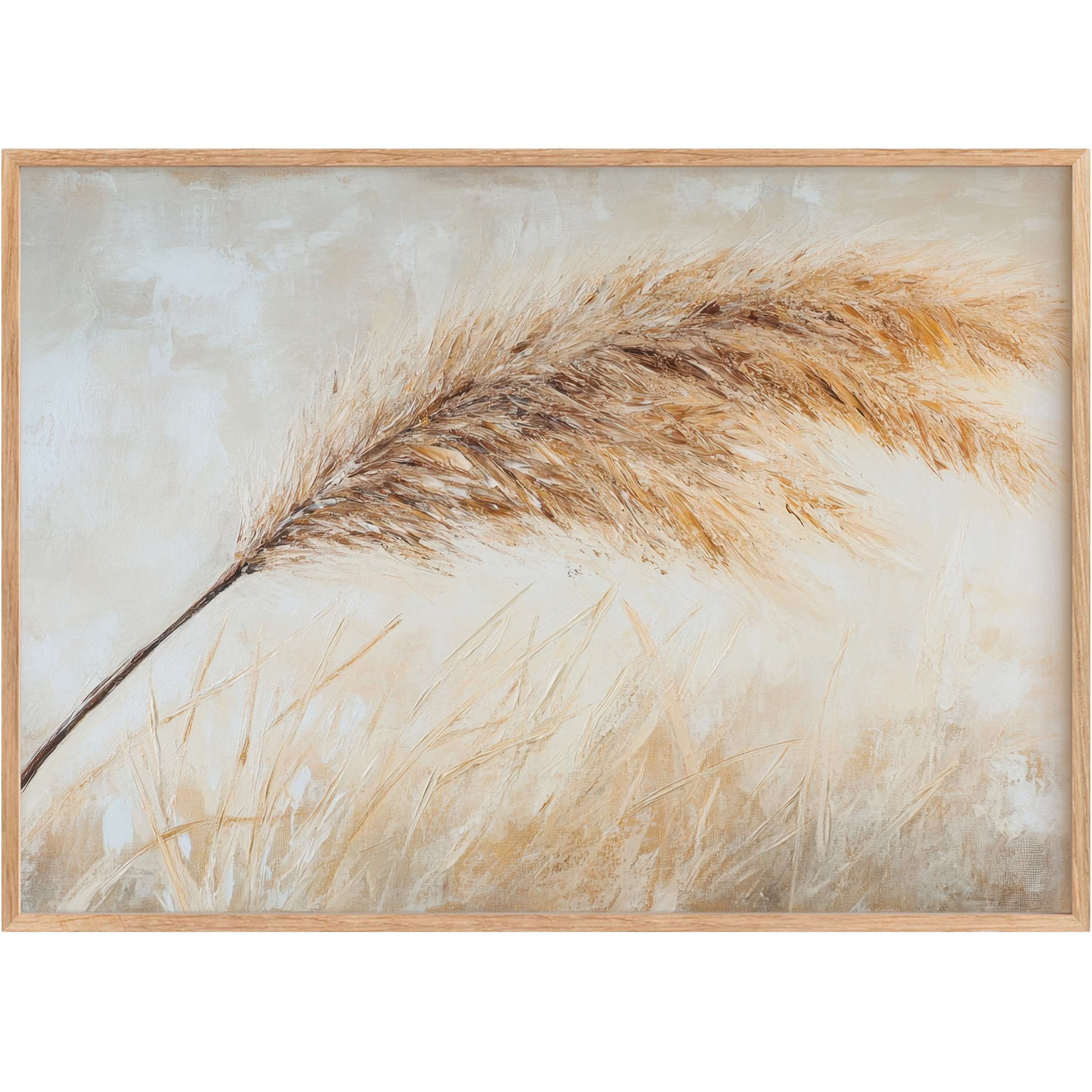 Boho printable wall art capturing a serene, sunlit pampas grass sway in warm beige and soft ivory tones, evoking calm elegance