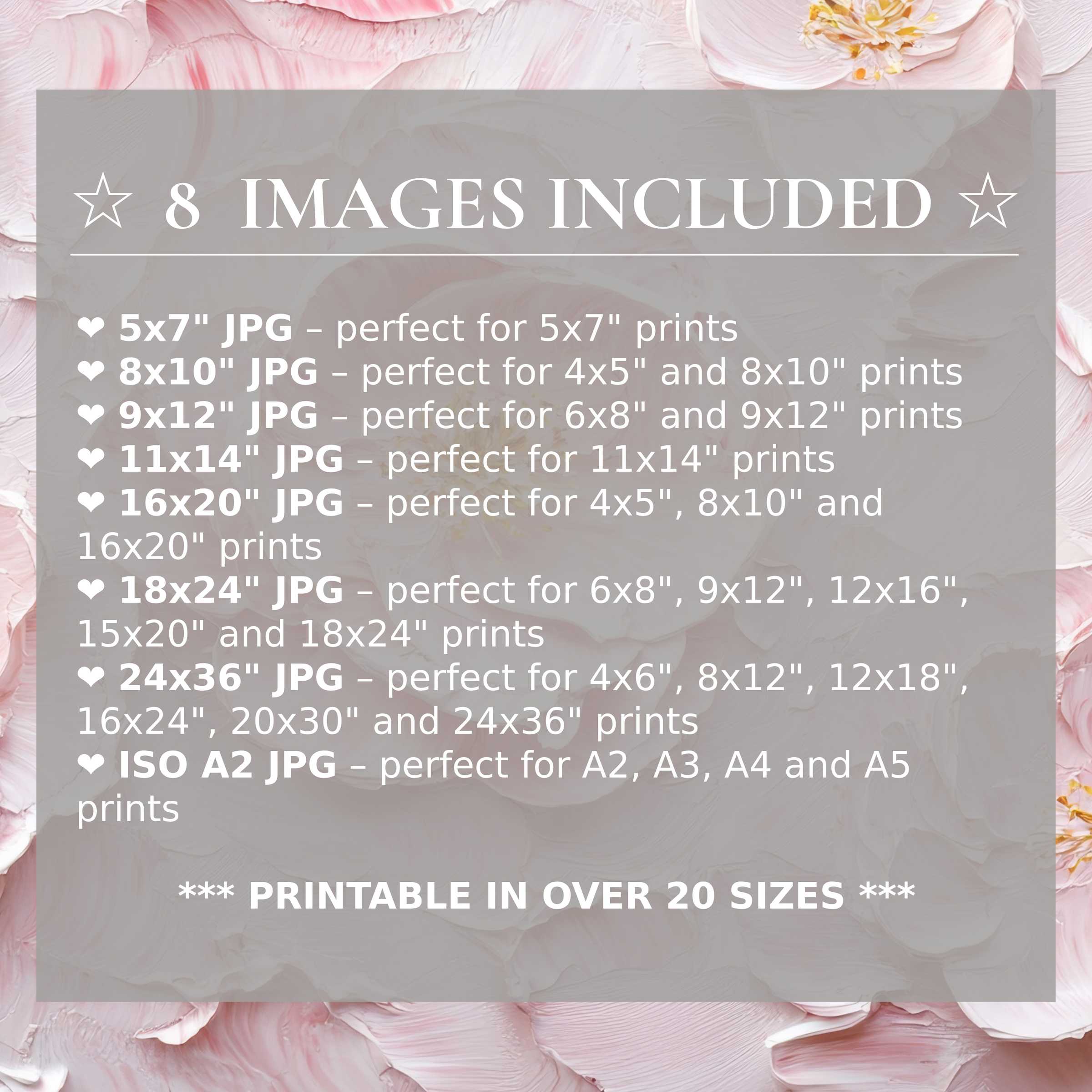 Botanical digital print in soft blush and creamy white hues, radiating calm elegance and available in 8 high-quality sizes for versatile, refined modern interiors