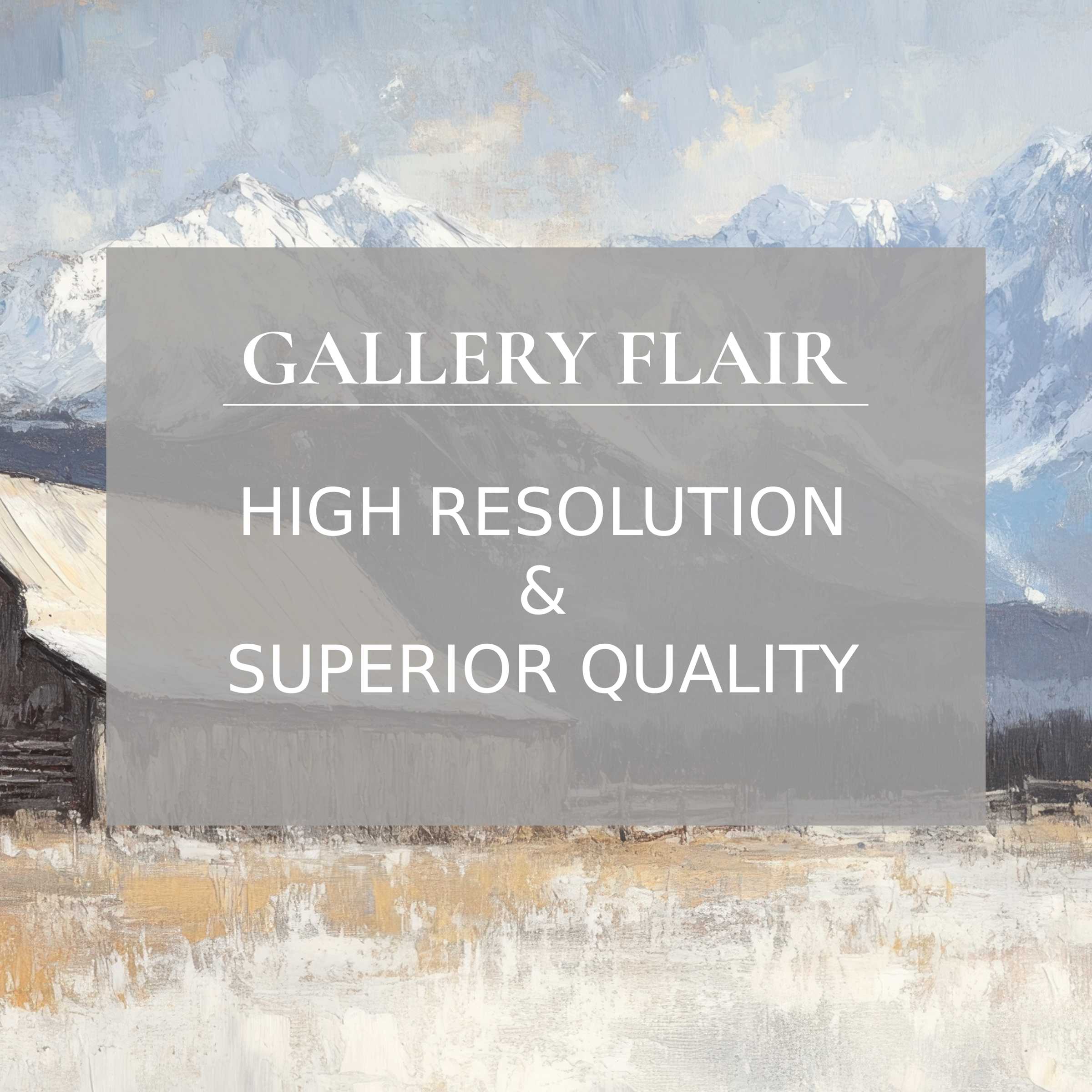 Elegant farmhouse Frame TV picture showcasing refined brushwork, crisp resolution, and serene mountain landscape clarity