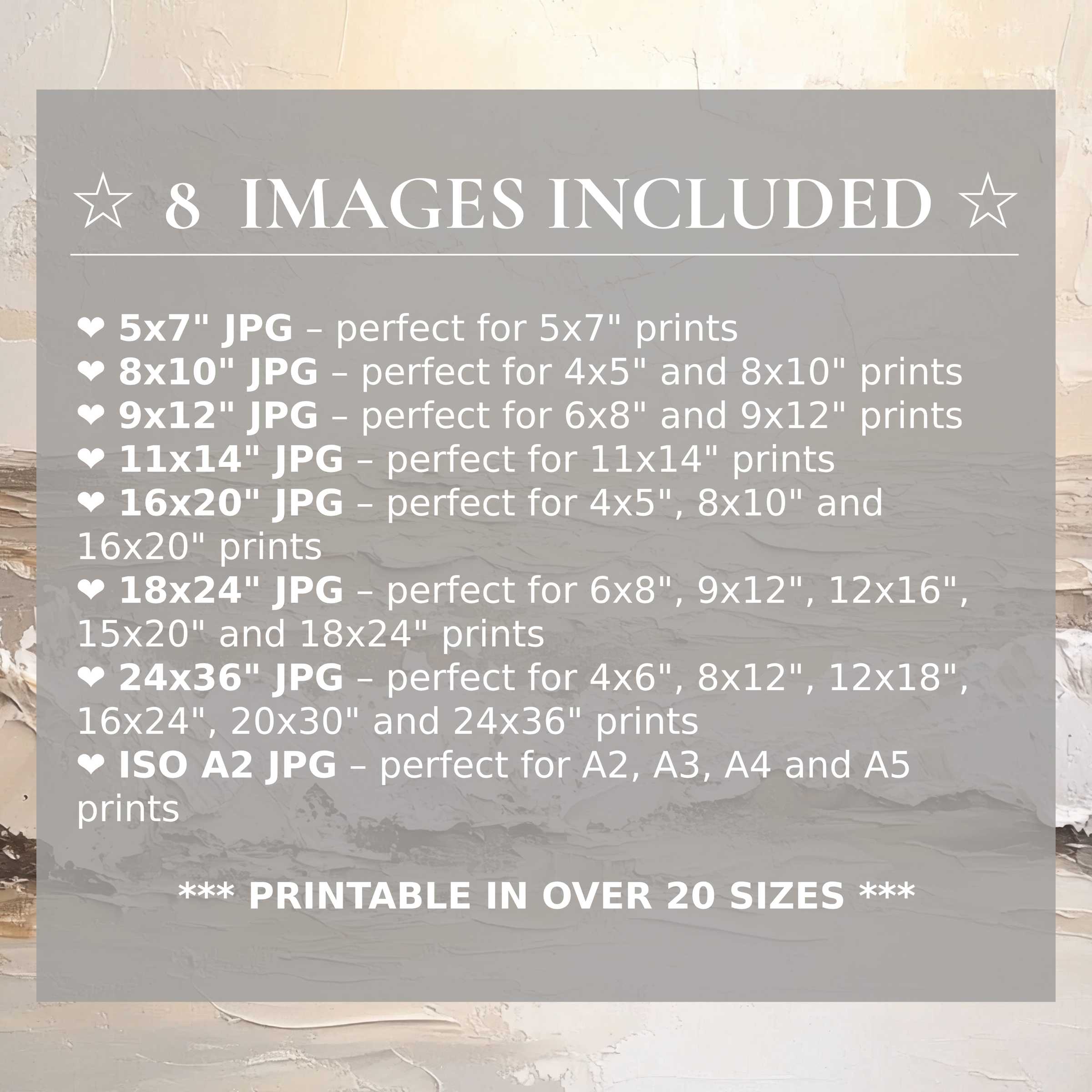 Radiant summer digital print in warm beige and soft gray tones, elevating modern interiors with beauty and 8 high-quality sizes included