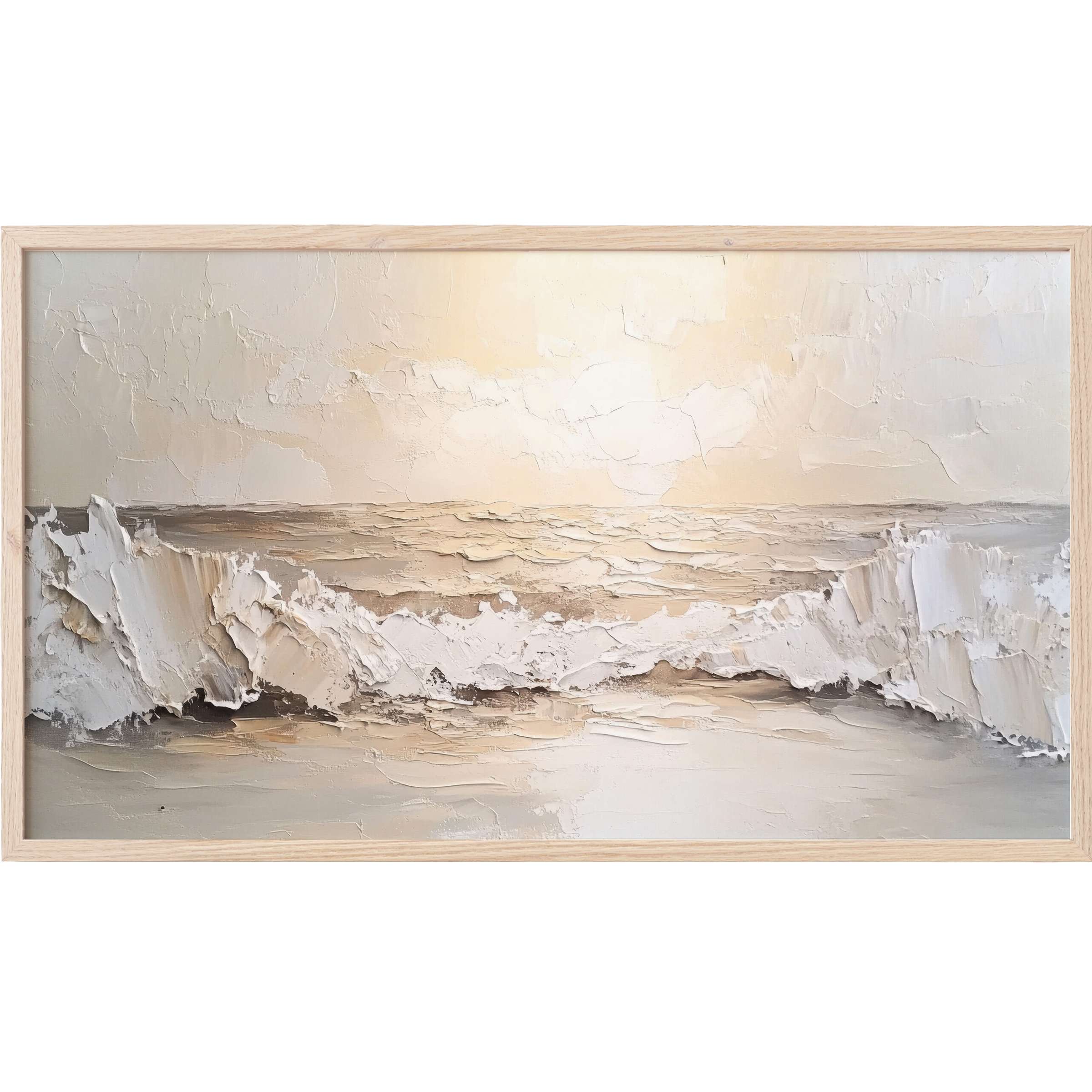 Textured seaside waves in soft beige and cream hues, evoking tranquility in this summer Frame TV Art