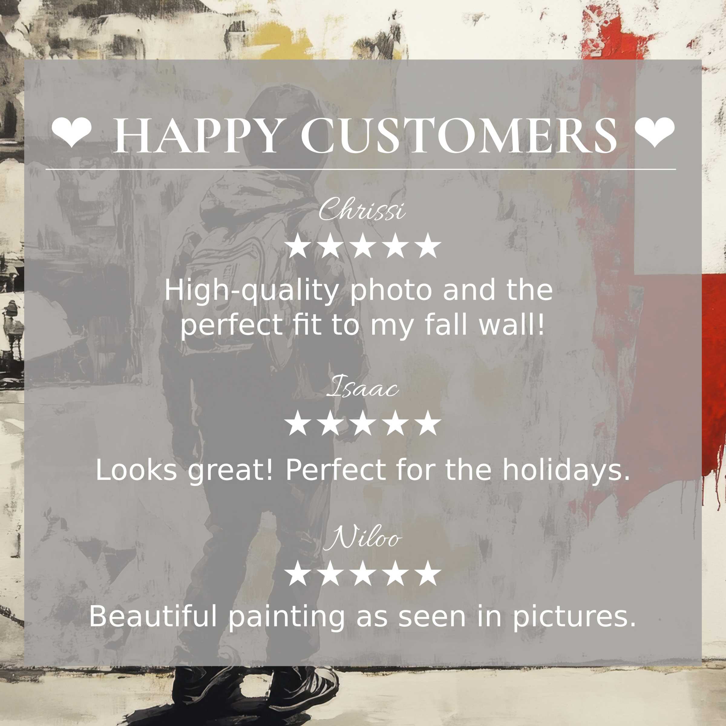 Street art for Frame TV with abstract muted reds; happy customer reviews enhance trust and elegant style appeal