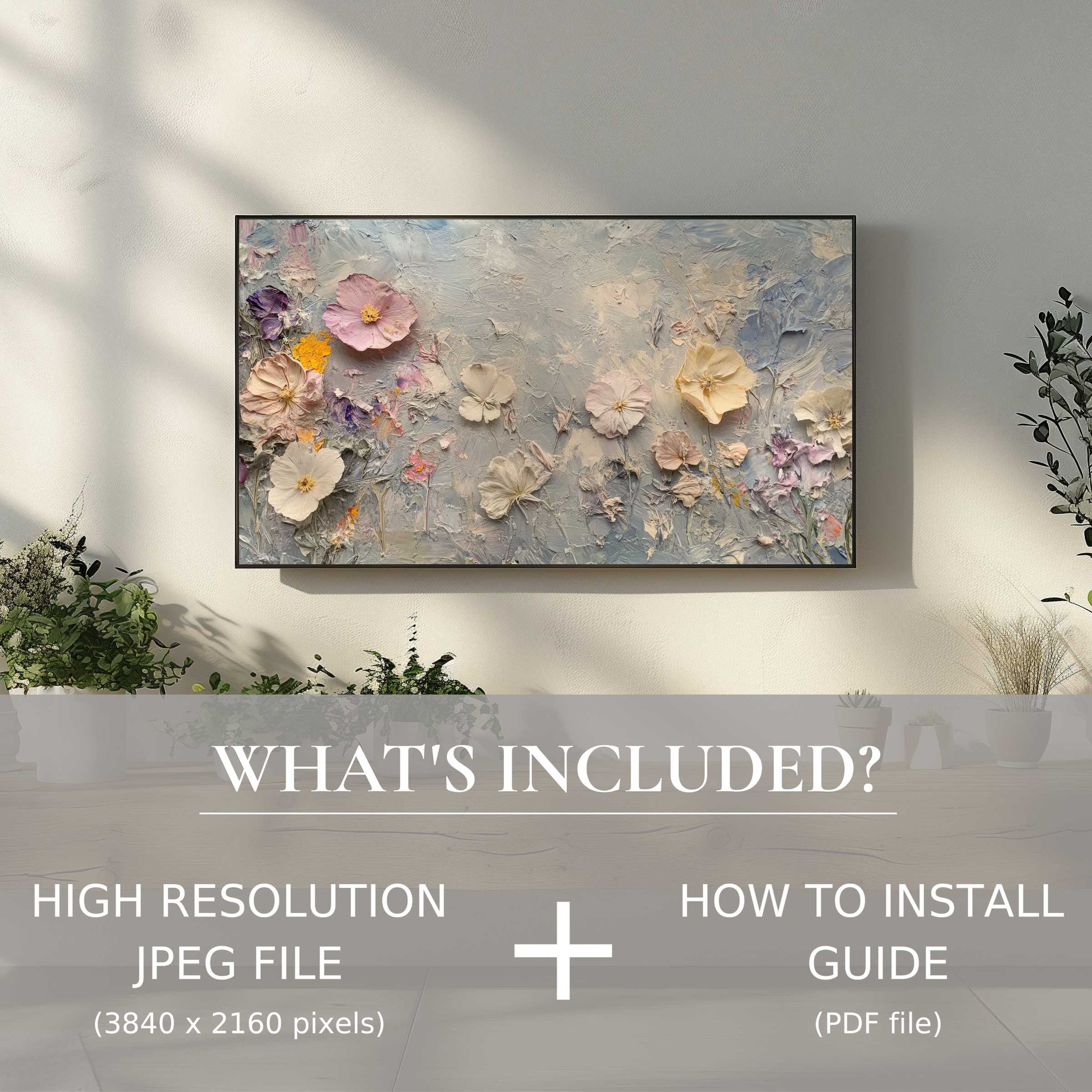 Elegant botanical digital TV art download enhances modern living spaces with easy digital use and refined floral beauty