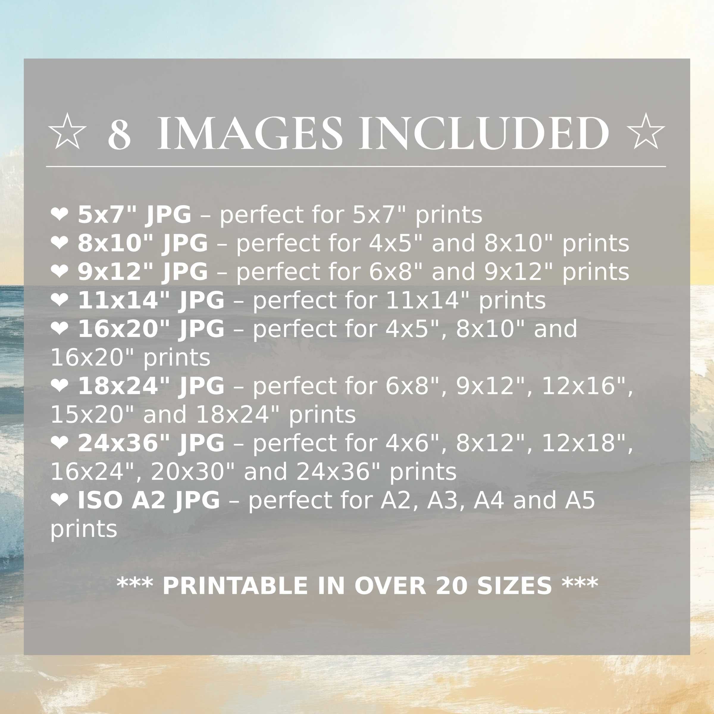 Radiant summer digital print in soothing blues and sandy tones, elevating modern interiors with style and 8 high-quality sizes included