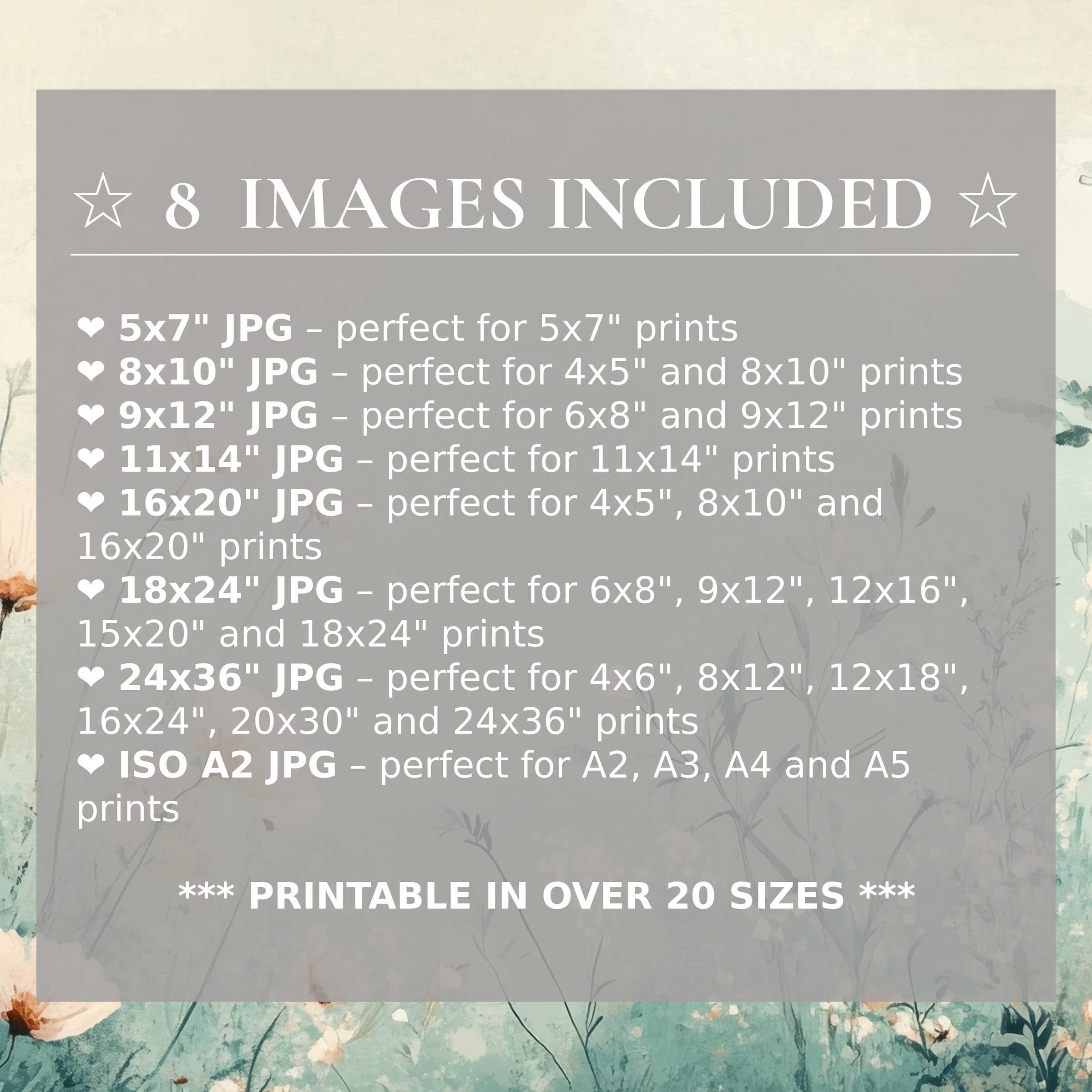 Boho digital print radiates soothing earth tones and soft florals, elevating modern interiors with 8 high-quality sizes included