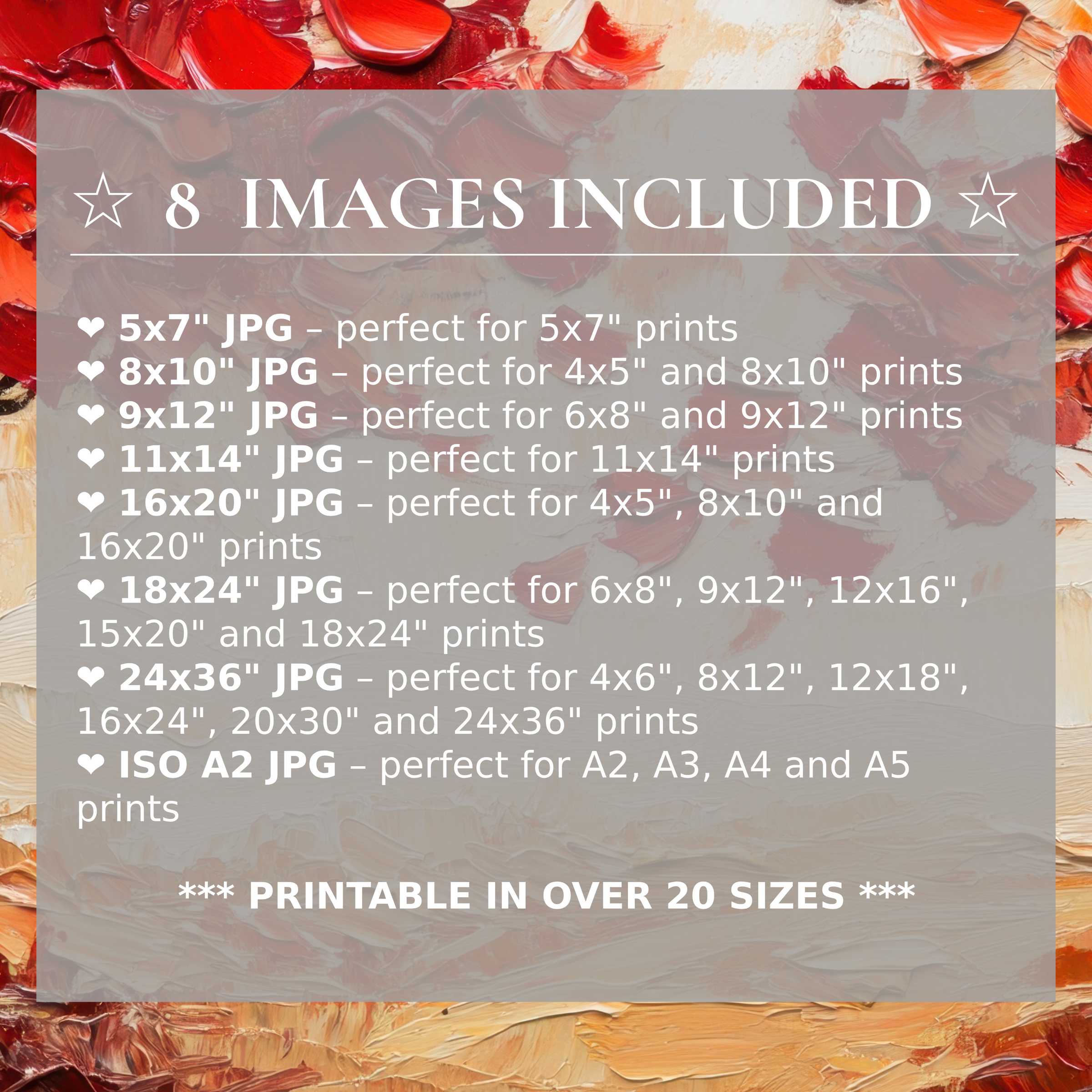 Radiant fall digital print in vibrant reds and warm ambers, included in 8 high-res sizes to elevate modern interiors