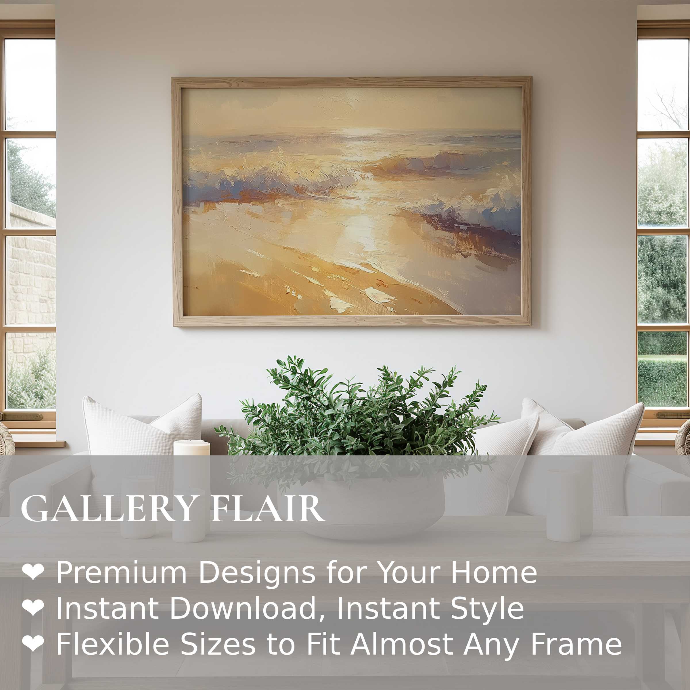 Radiant summer wall art print capturing a serene seascape in warm hues, elevating modern, minimalist living spaces