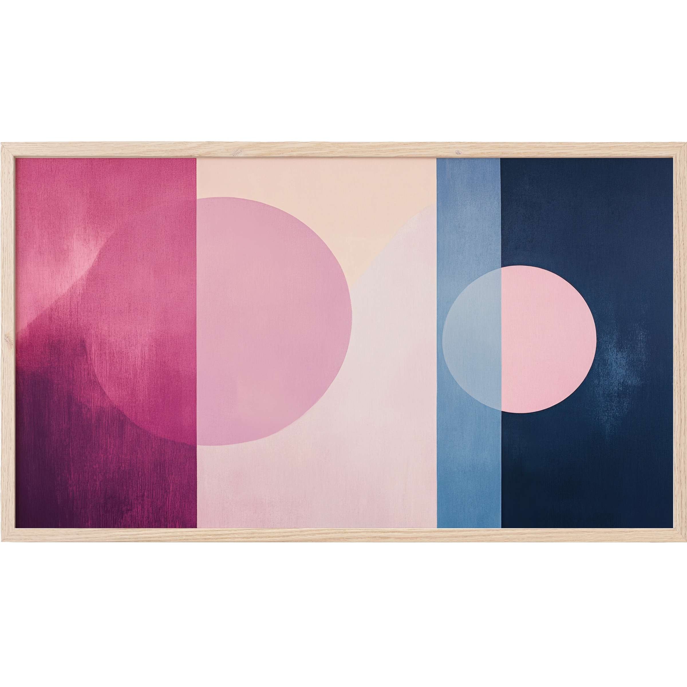 Abstract geometric composition in rose, blush, and navy tones with soft gradients, perfect modern Frame TV Art