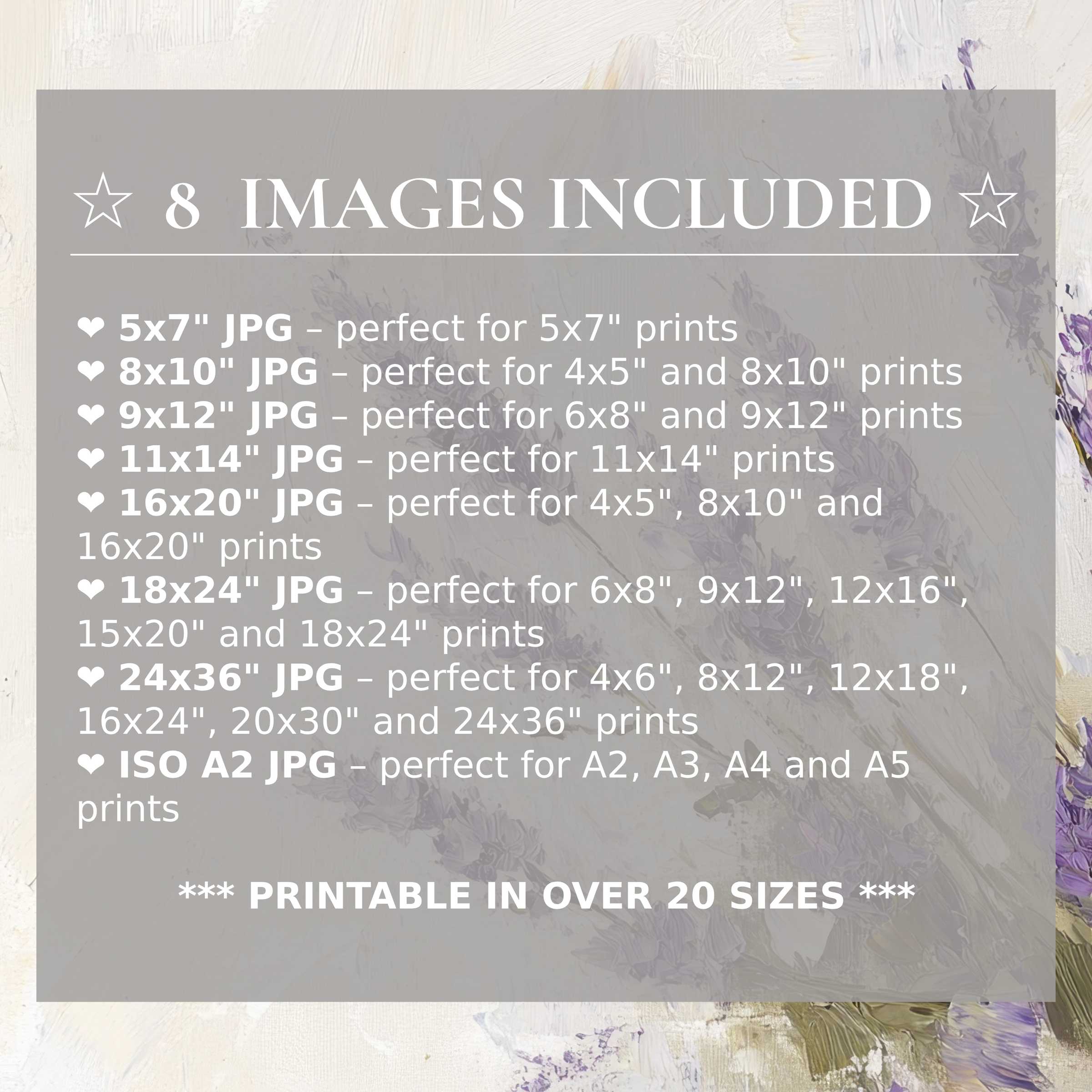 Radiant spring digital print in soft lilac and creamy ivory hues, offered in 8 high-quality sizes to elevate modern interiors with timeless elegance and versatile style