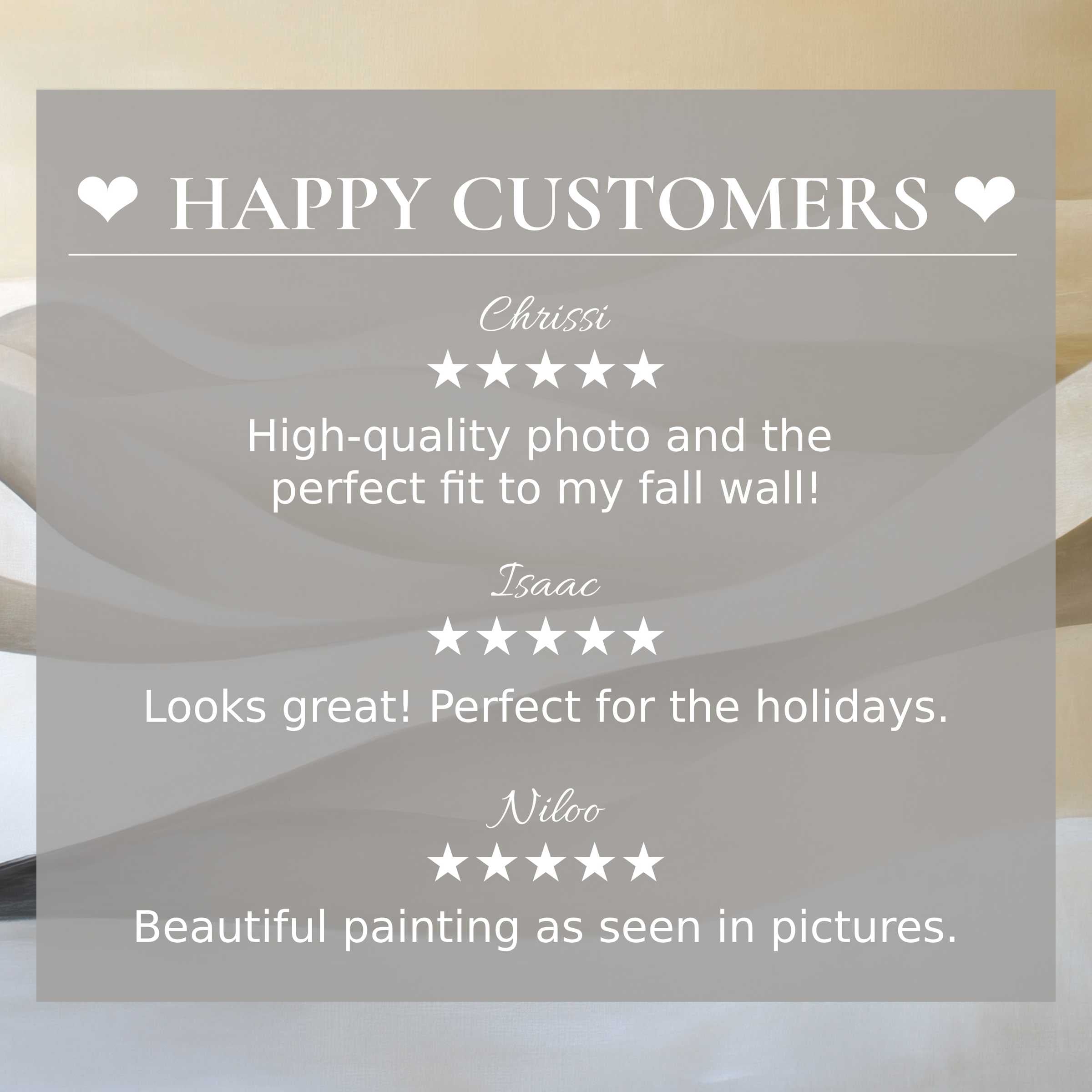 Neutral art for Frame TV with abstract sunset hues, showcasing happy customer reviews that build trust and elegance