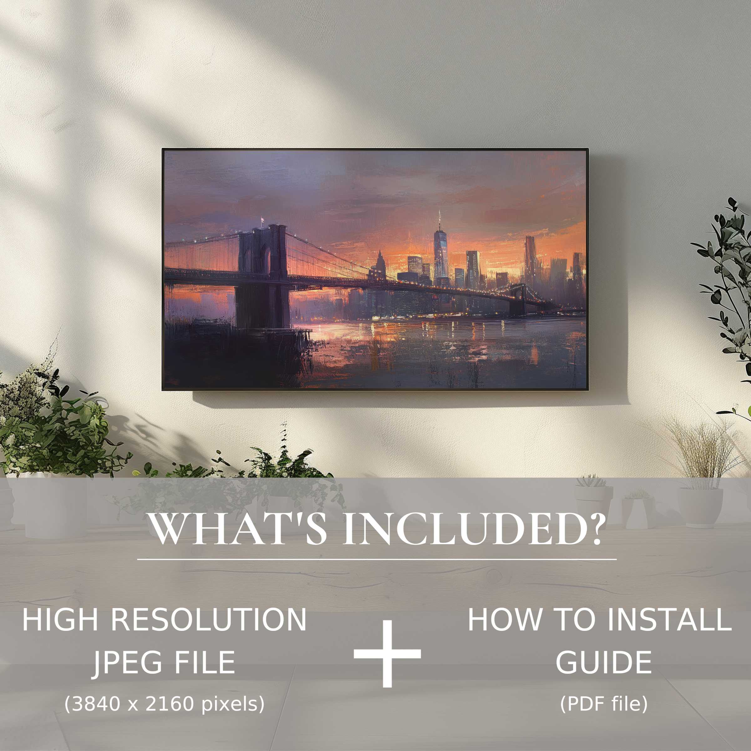 Urban digital TV art download enhances modern living spaces with easy high-res use and stylish cityscape ambiance