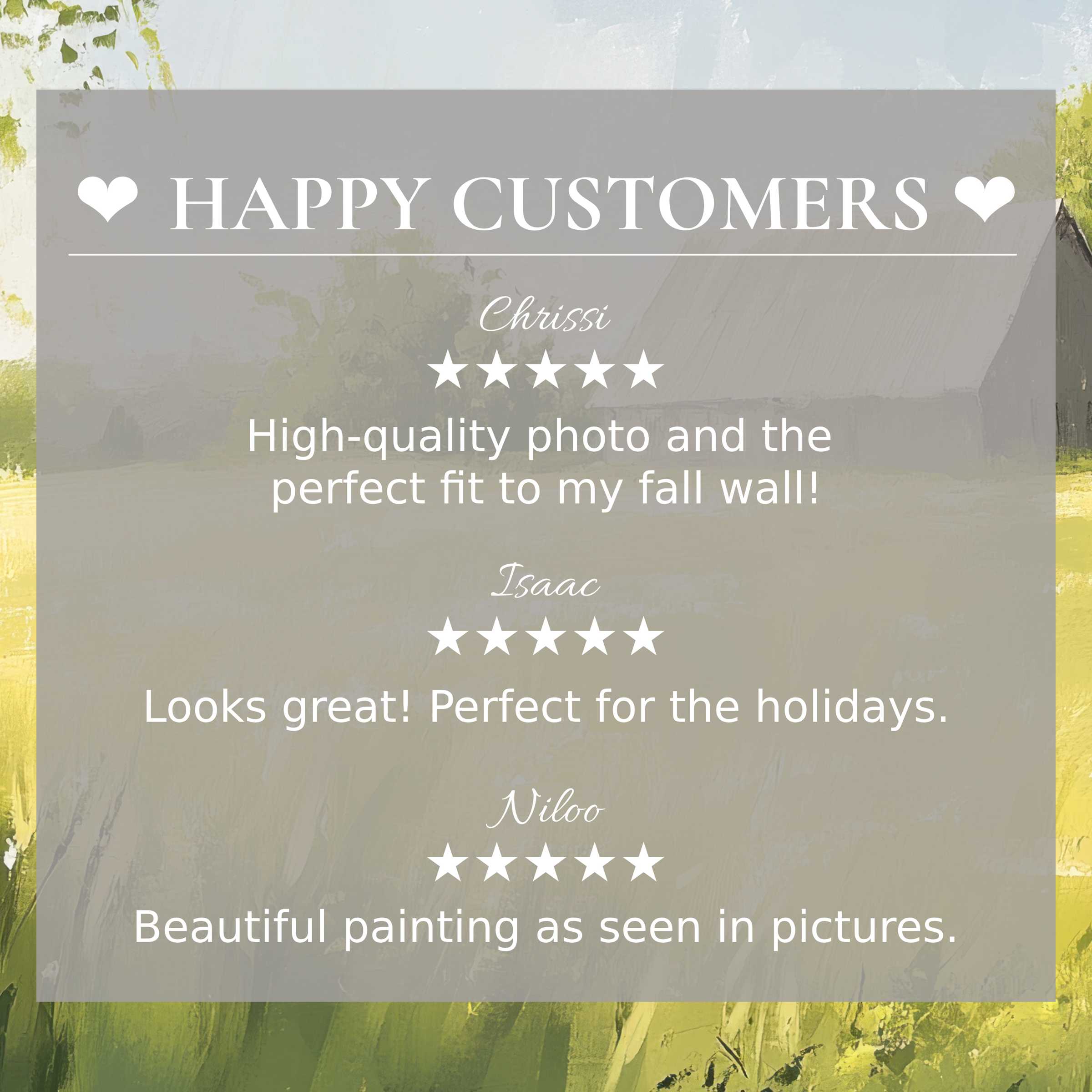 Farmhouse art for Frame TV with abstract autumn hues, showcasing happy customer reviews that inspire trust and elegance