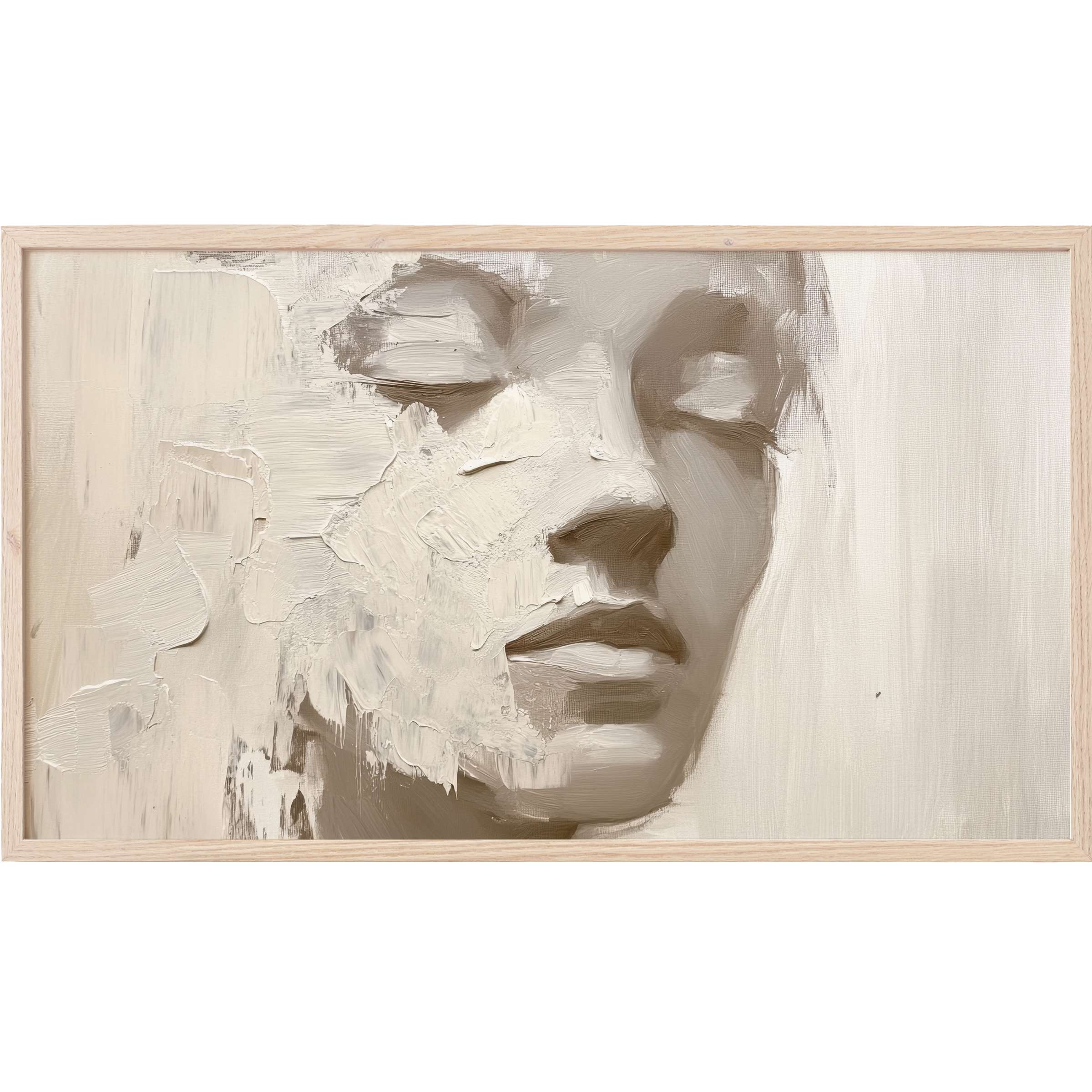 Softly textured neutral portrait in beige and taupe tones, embodying serene elegance and calm in neutral Frame TV Art