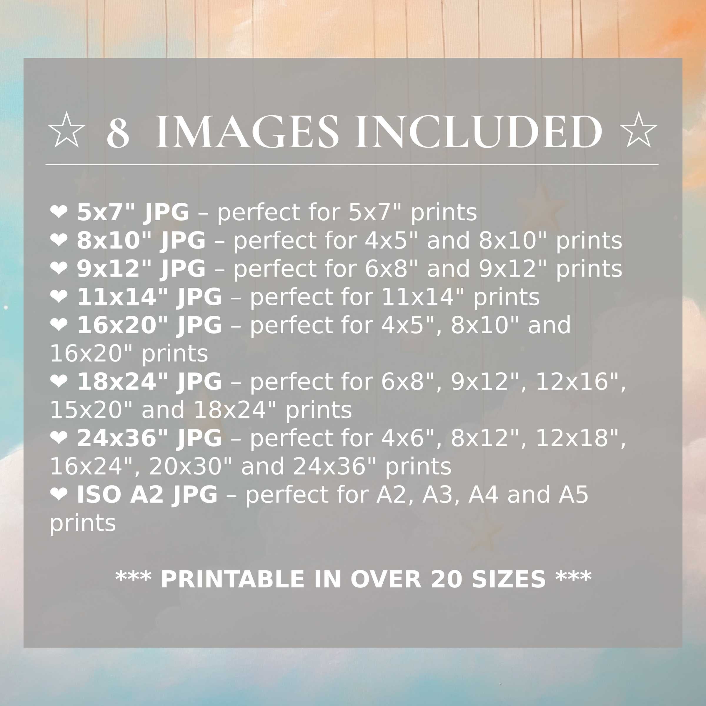 Nursery digital print featuring radiant pastel blues and soft peaches, delivering calming elegance in 8 high-quality sizes included to elevate modern interiors with effortless style and trusted versatility