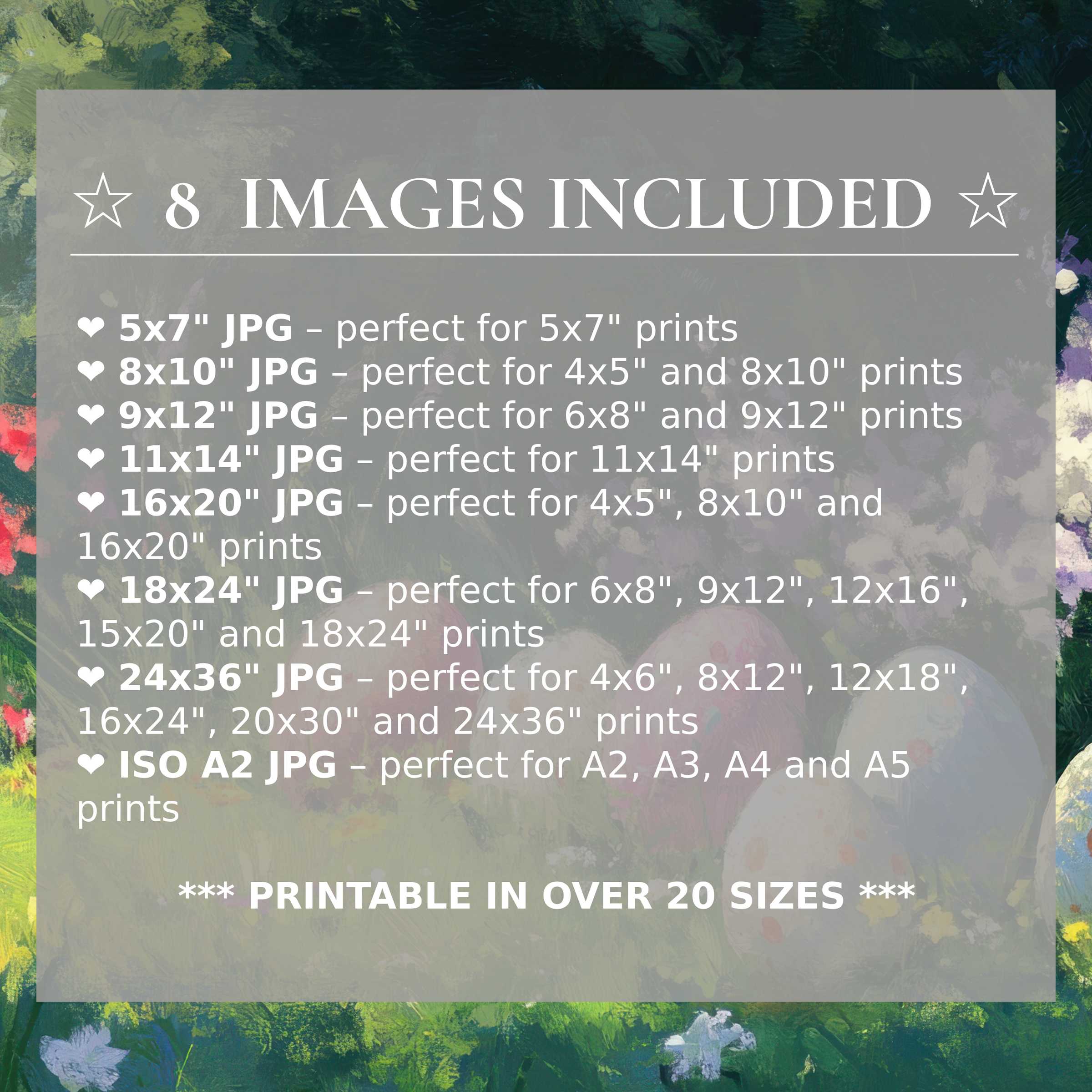 Radiant Easter digital print in lush greens, soft pinks, and vibrant florals, offered in 8 high-quality sizes for versatile, modern décor