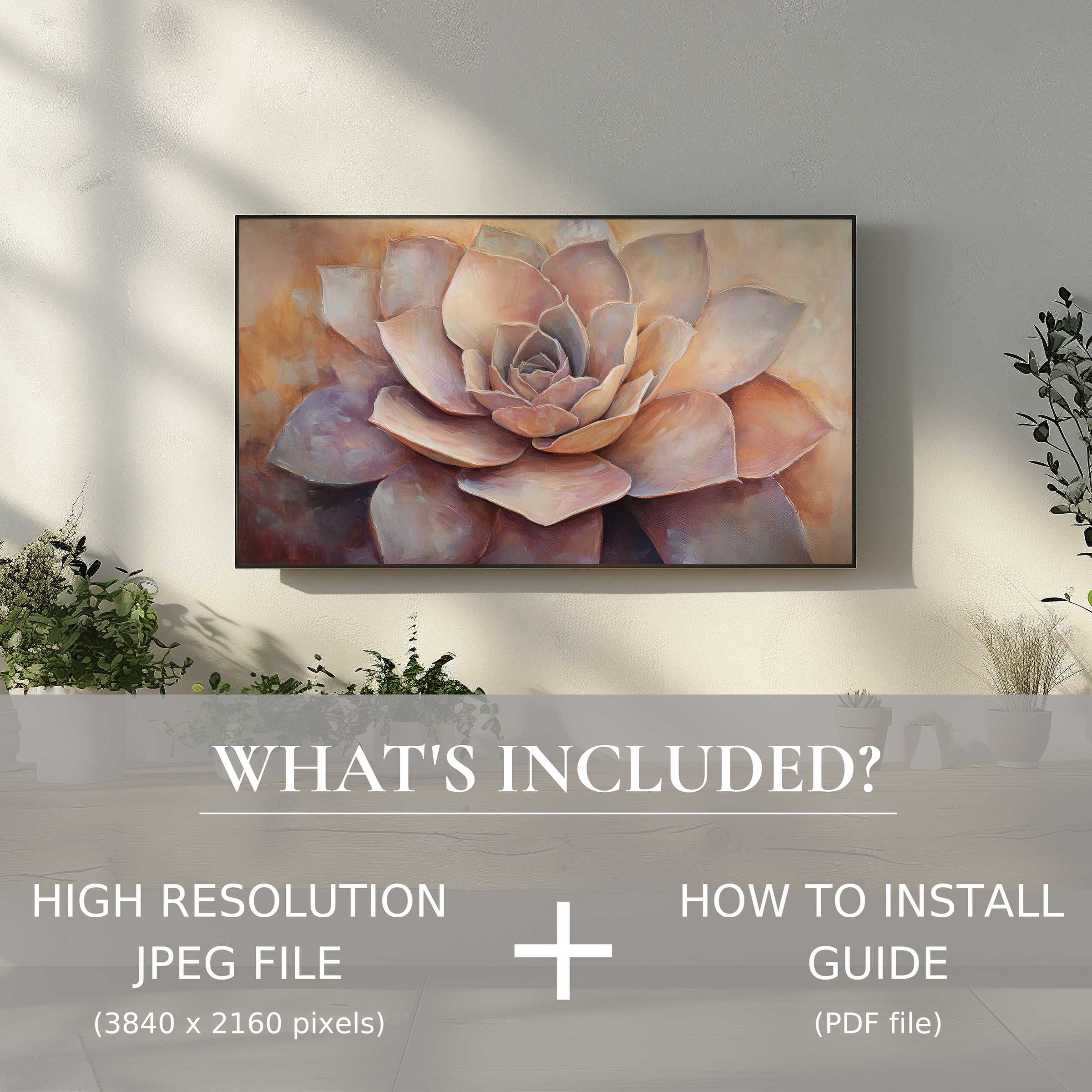 Elegant botanical digital TV art download enhances living spaces with easy, high-res digital use and stylish floral design